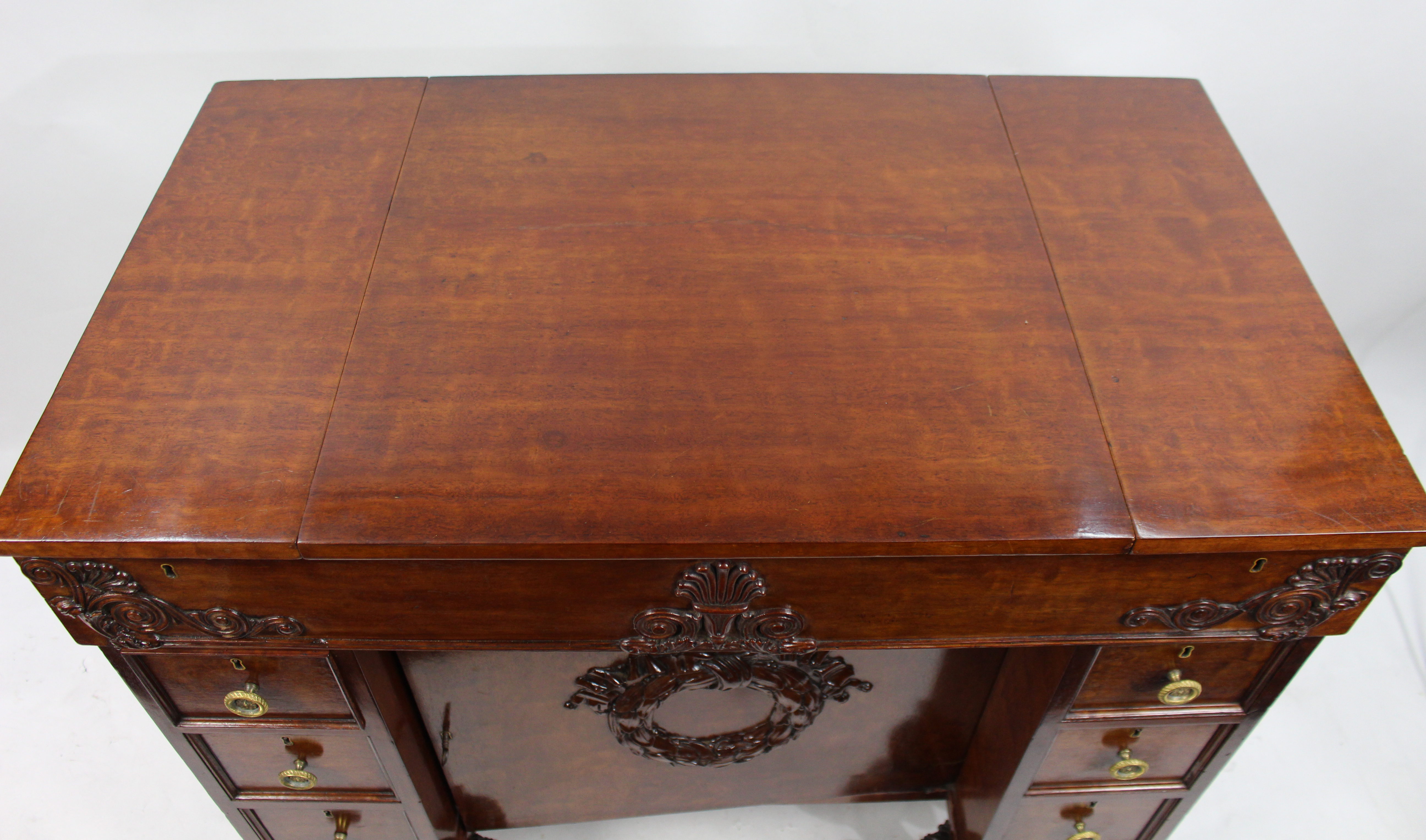 George III Mahogany Work Table with Carved Paw Feet, c.1790