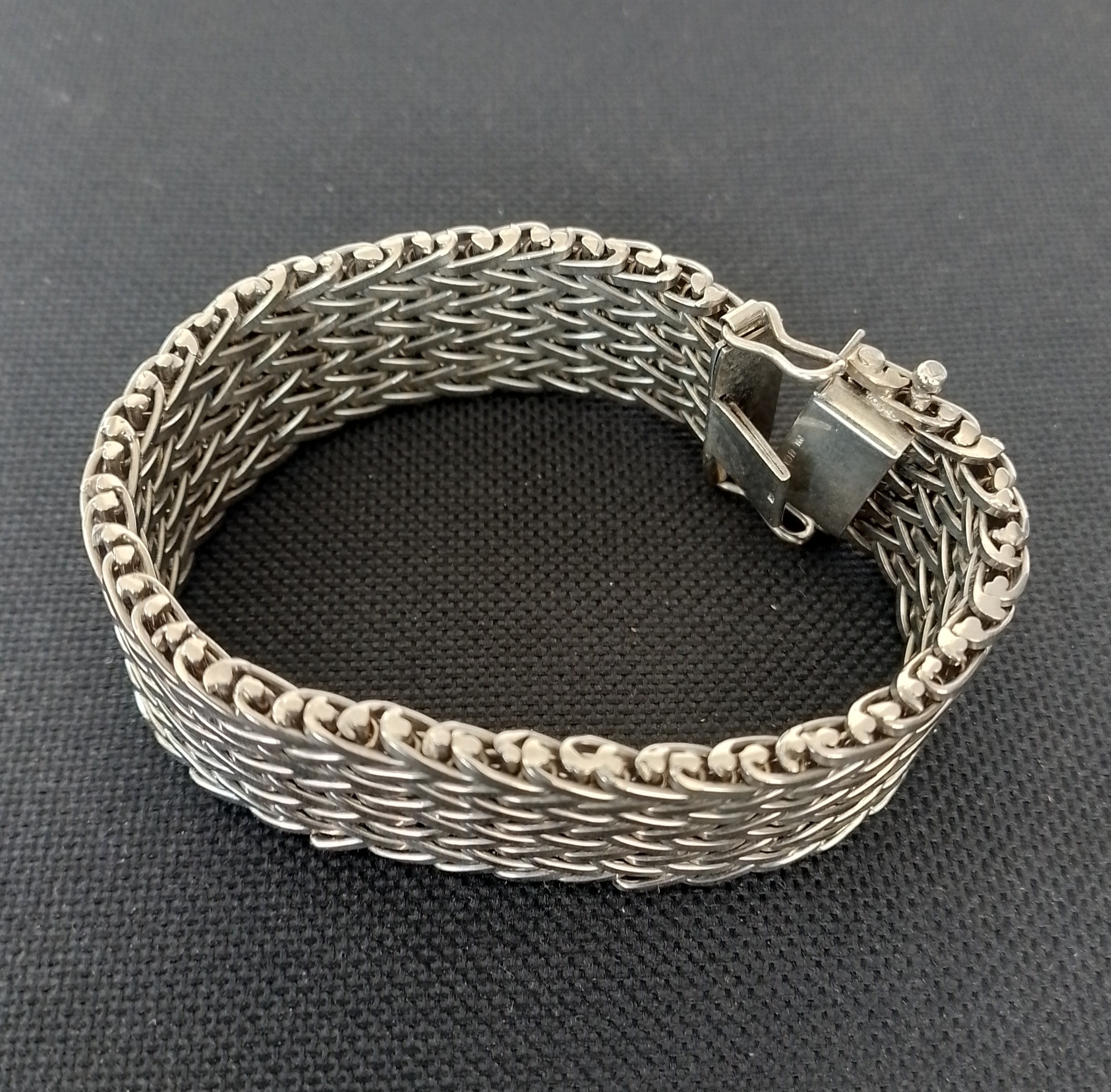 Silver Heavy Duty Woven Cuff Bracelet.