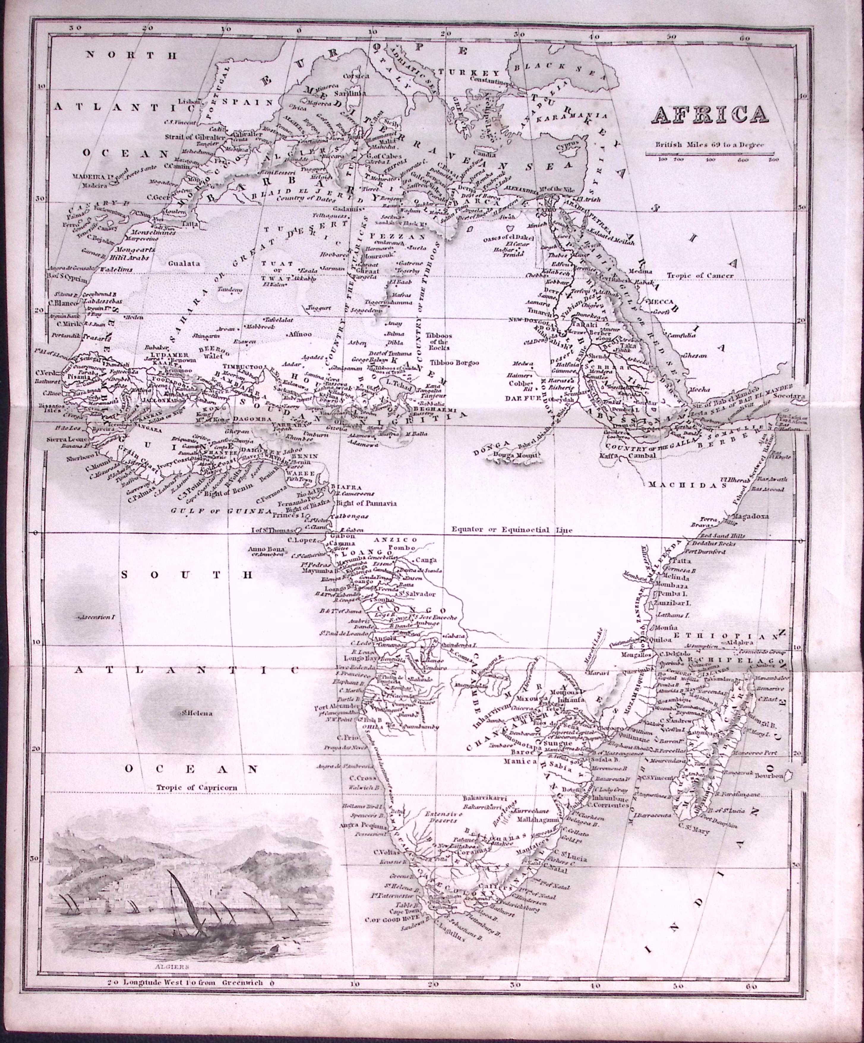 Africa Detailed Antique 179-Year-Old Engraved Map-21-TR