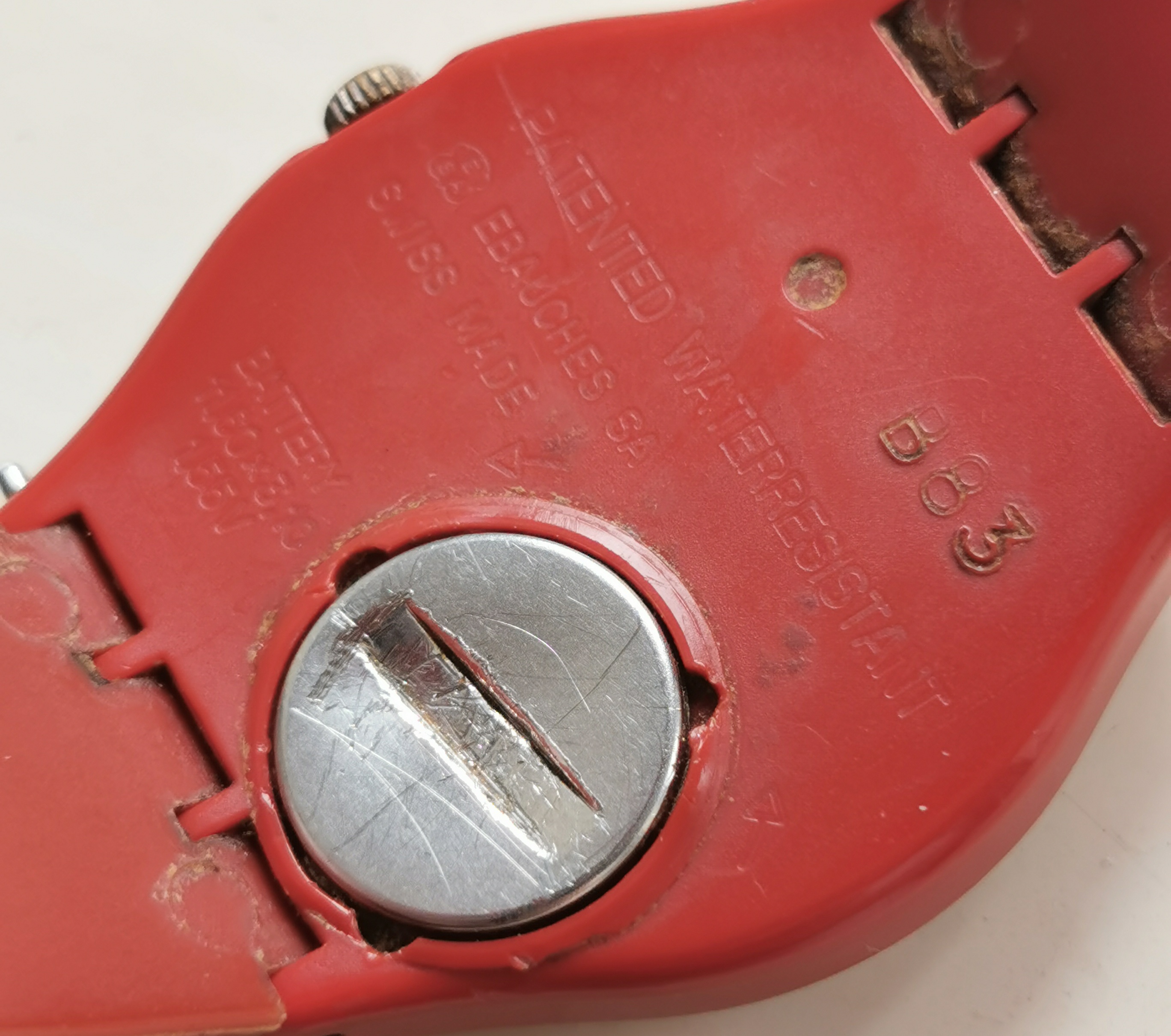 Rare Vintage 1980s Swatch Quartz Red Plastic Watch