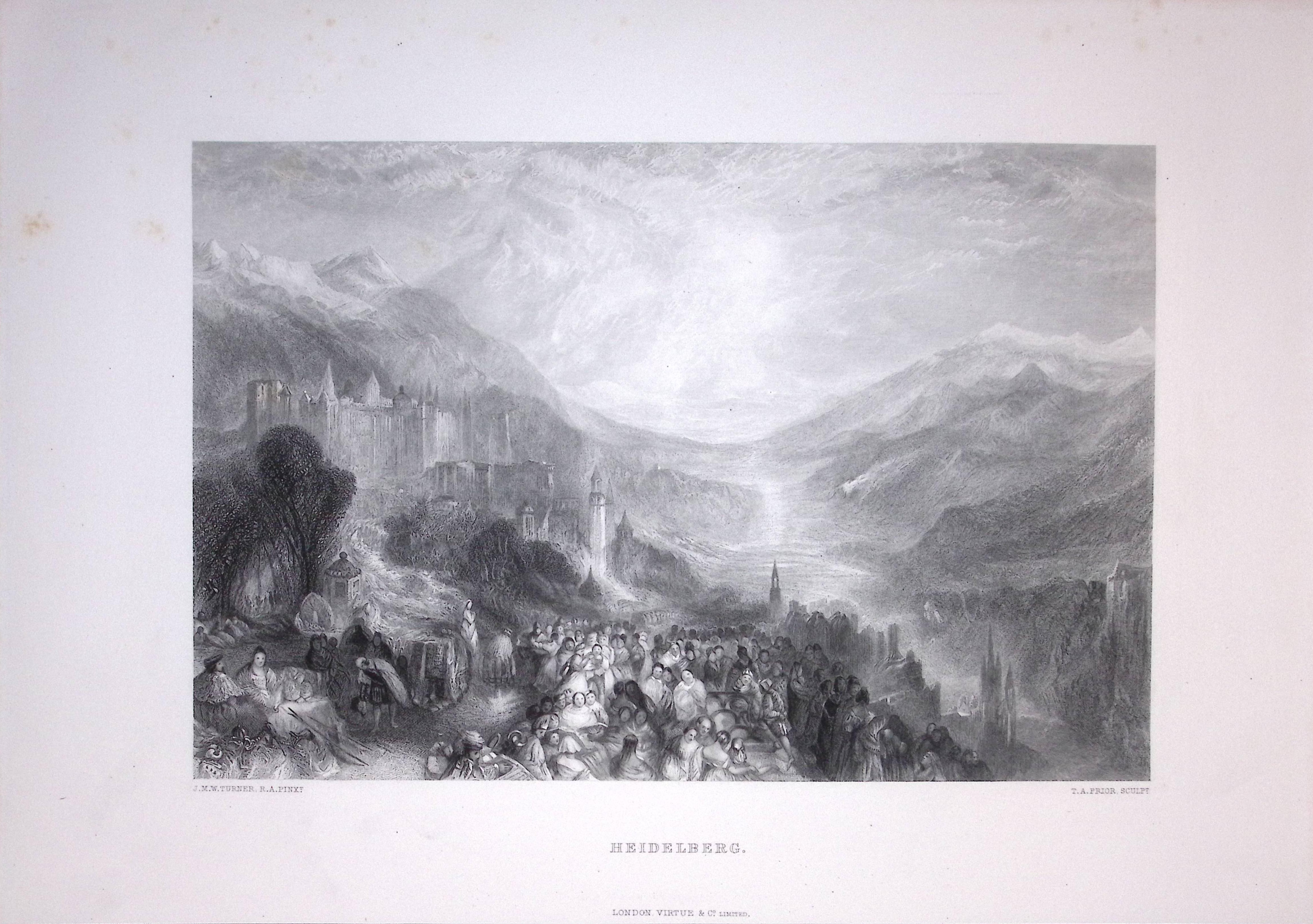 J.M.W Turner Heidelberg Germany Antique Steel Engraving-22-TR