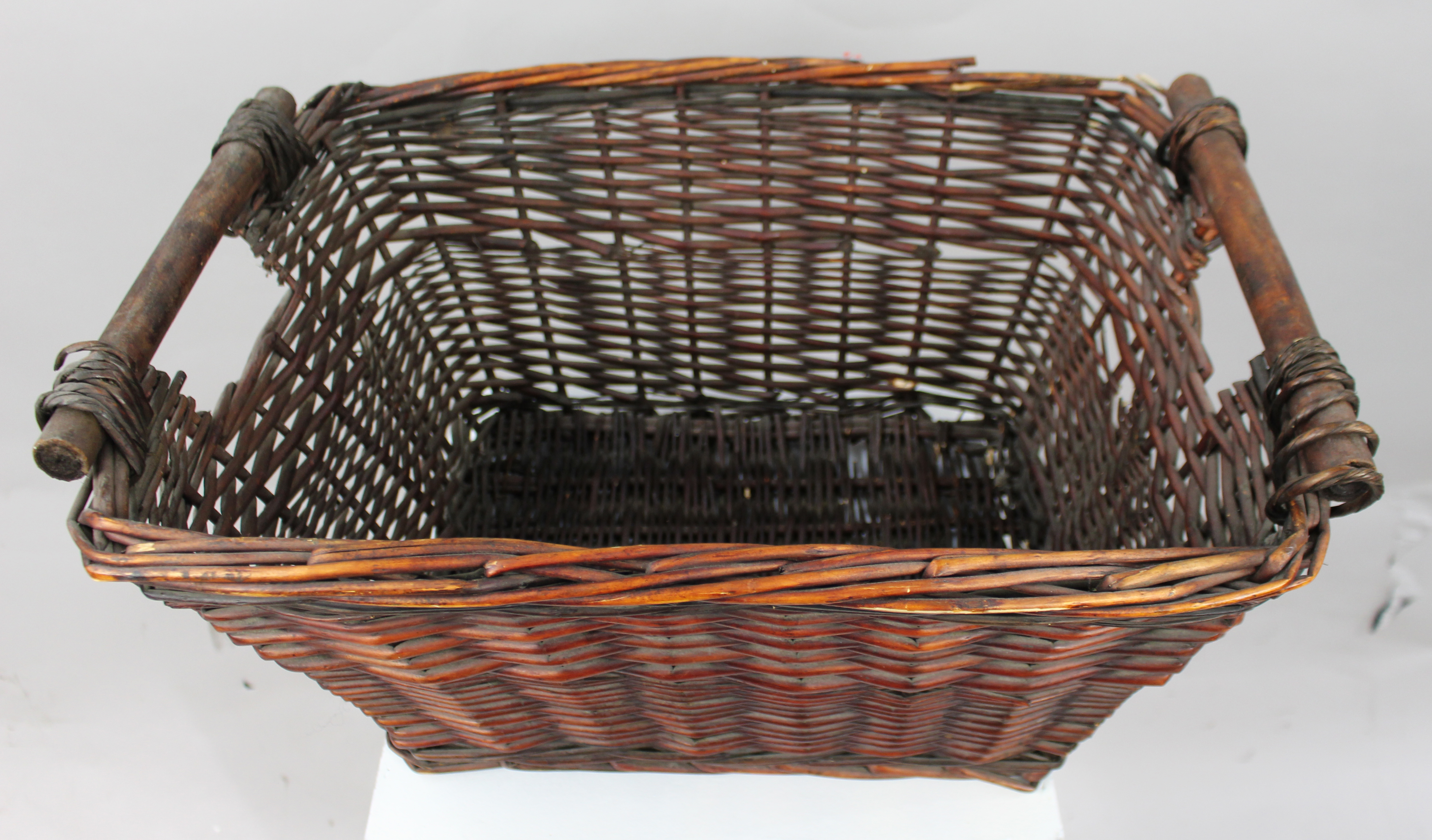 Vintage Wicker Two Handled Basket