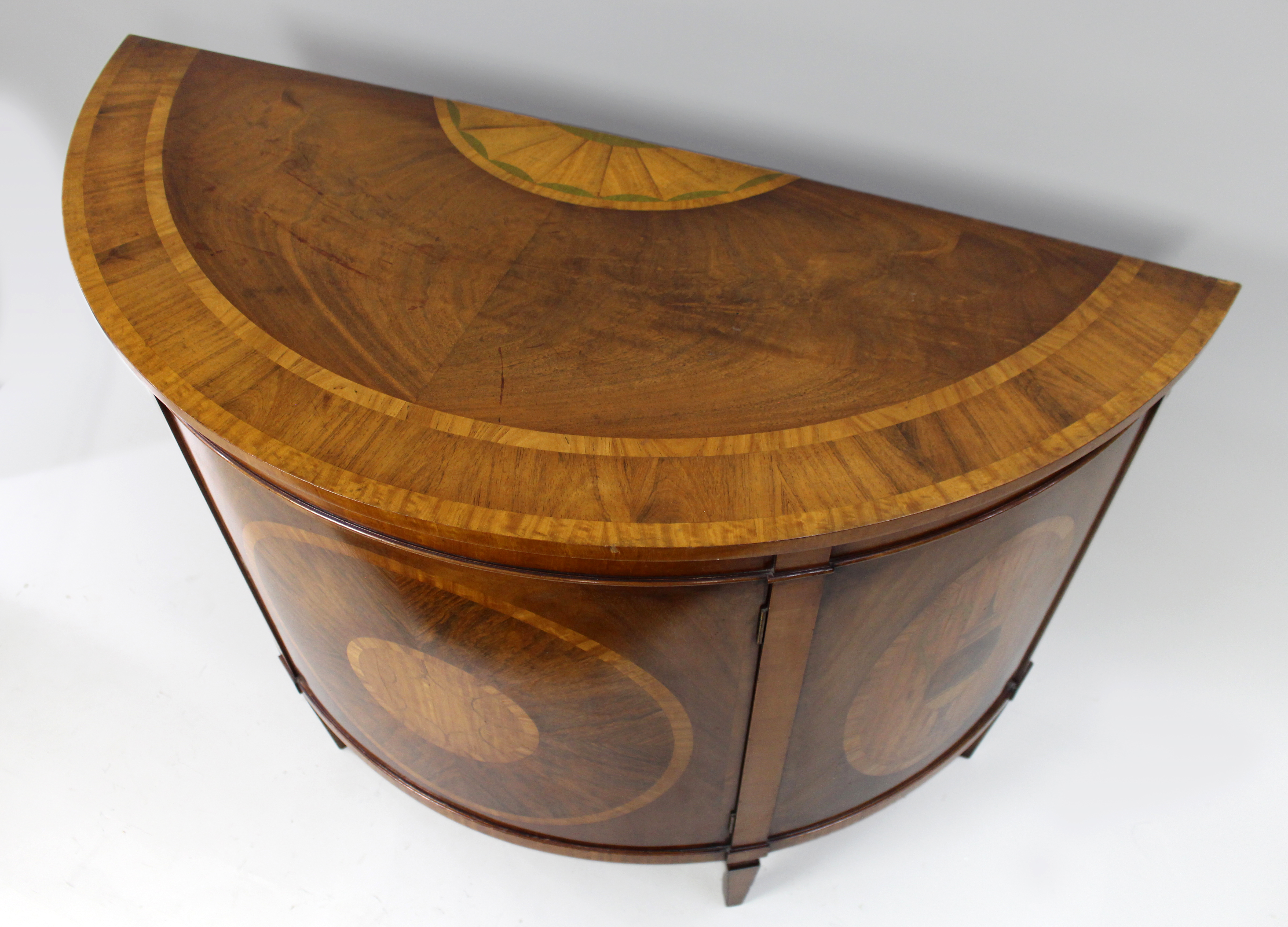 Elegant Neoclassical Style Inlaid Demilune Cabinet