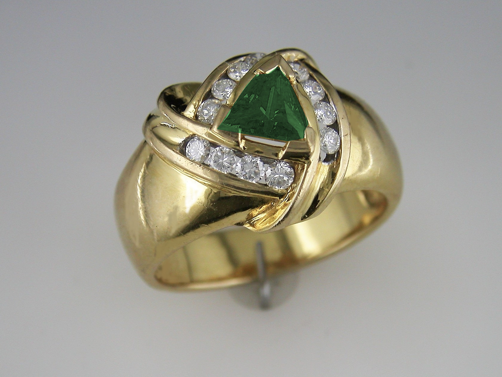 A Stunning Gentleman's Green Tourmaline and Diamond Ring
