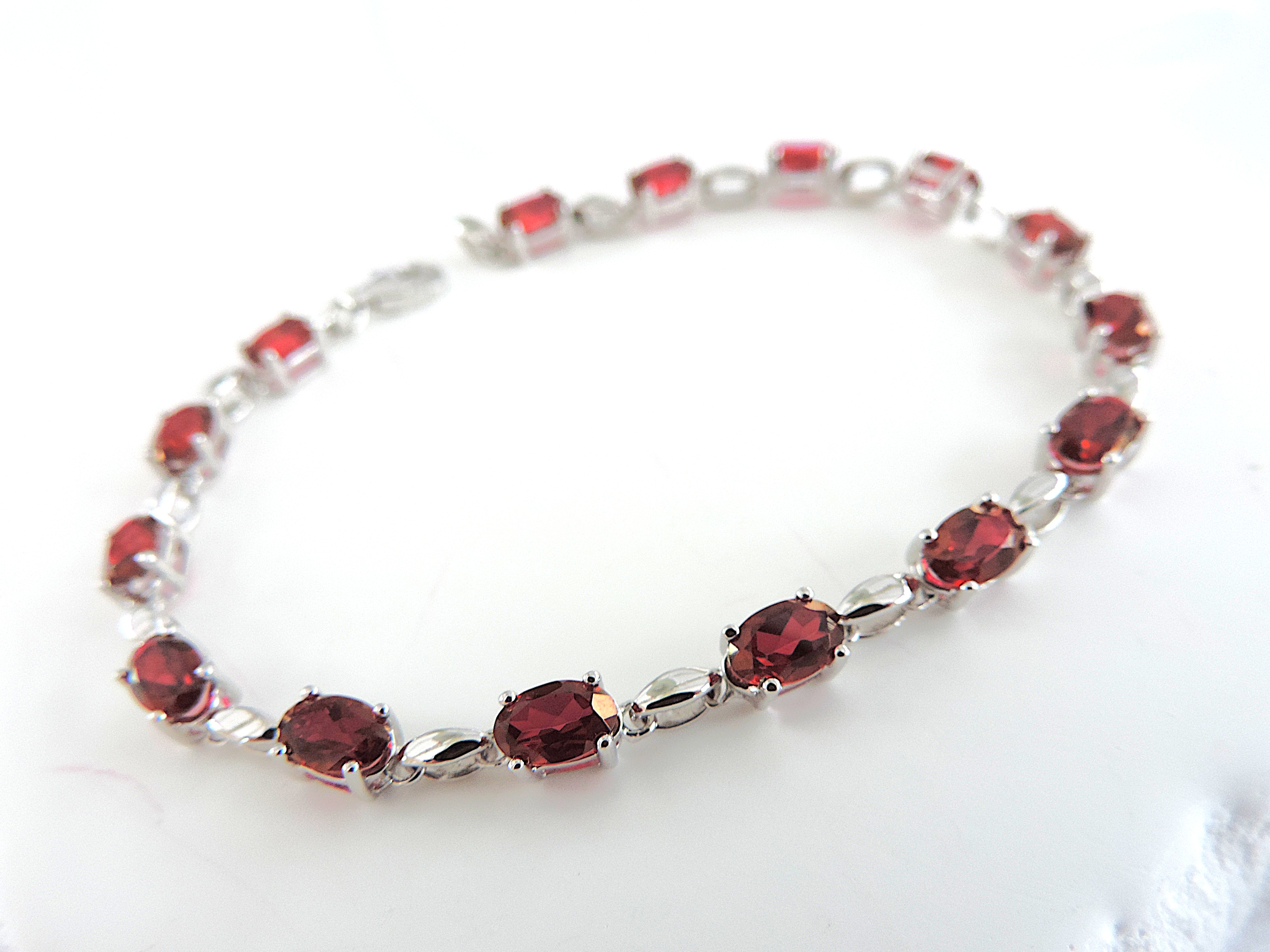 925 Sterling Silver Mystic Crimson Red Topaz Bracelet 'NEW'