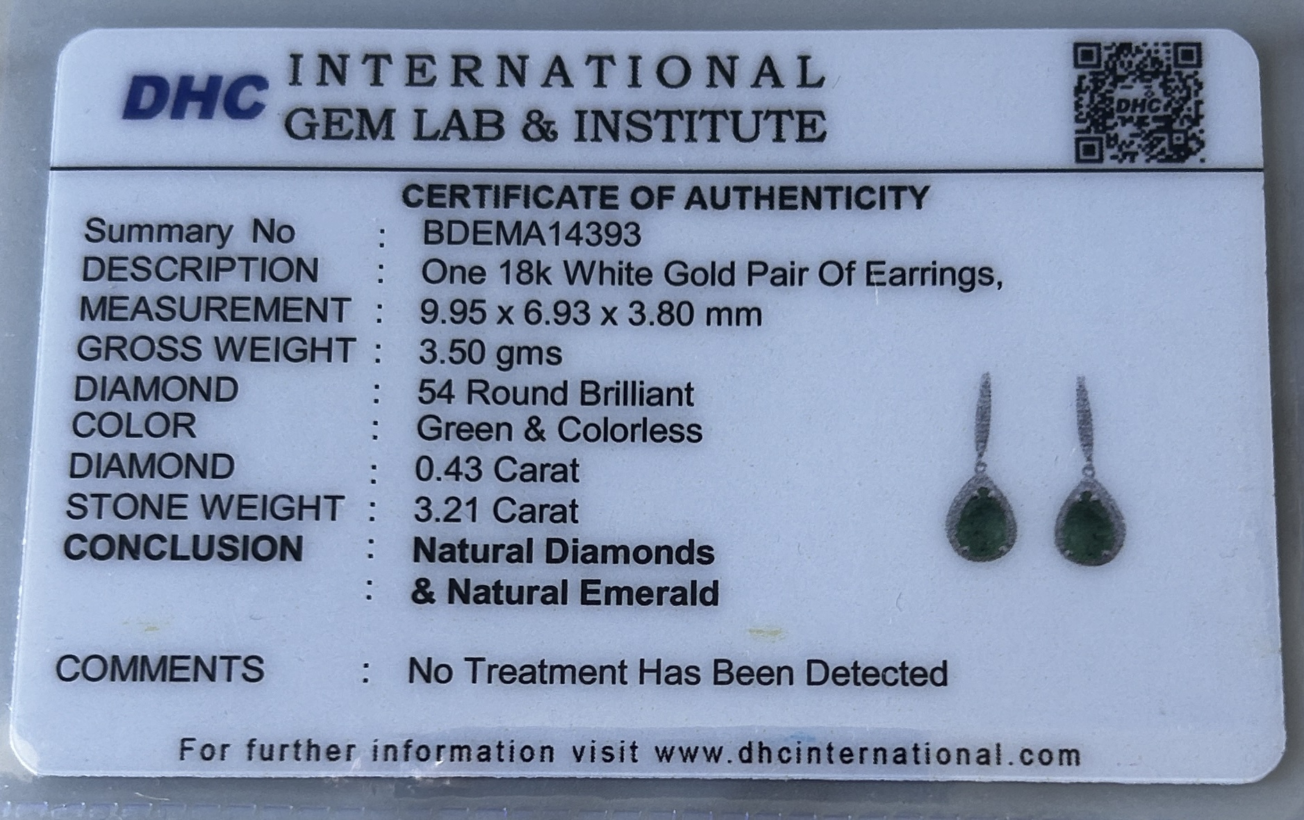 Beautiful 3.21ct Natural Emerald Earrings With Natural Diamonds & 18k Gold