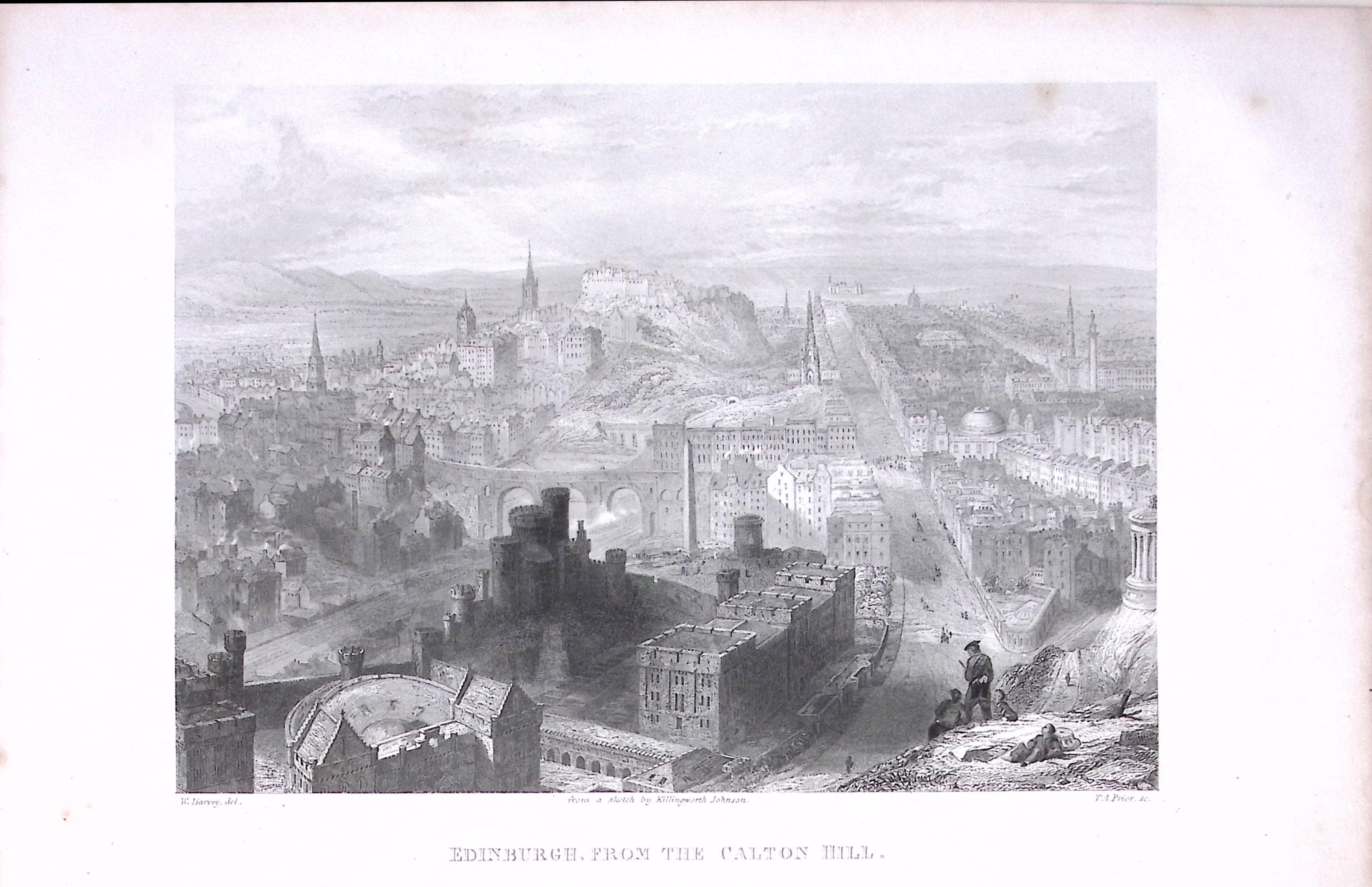 View of Edinburgh From Carlton Hill Antique 175-Year-Old Engraved Print-7-TR