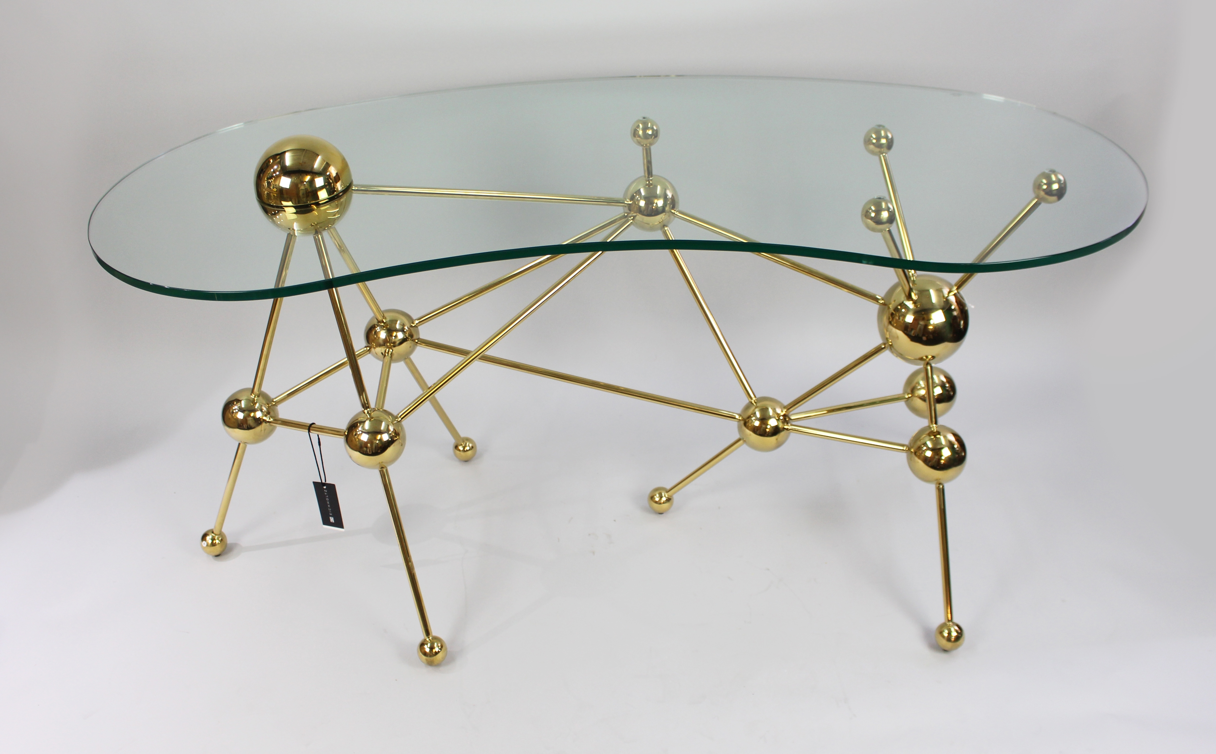 Contemporary Kidney Shaped Glass Table by Eichholtz with Gold Frame