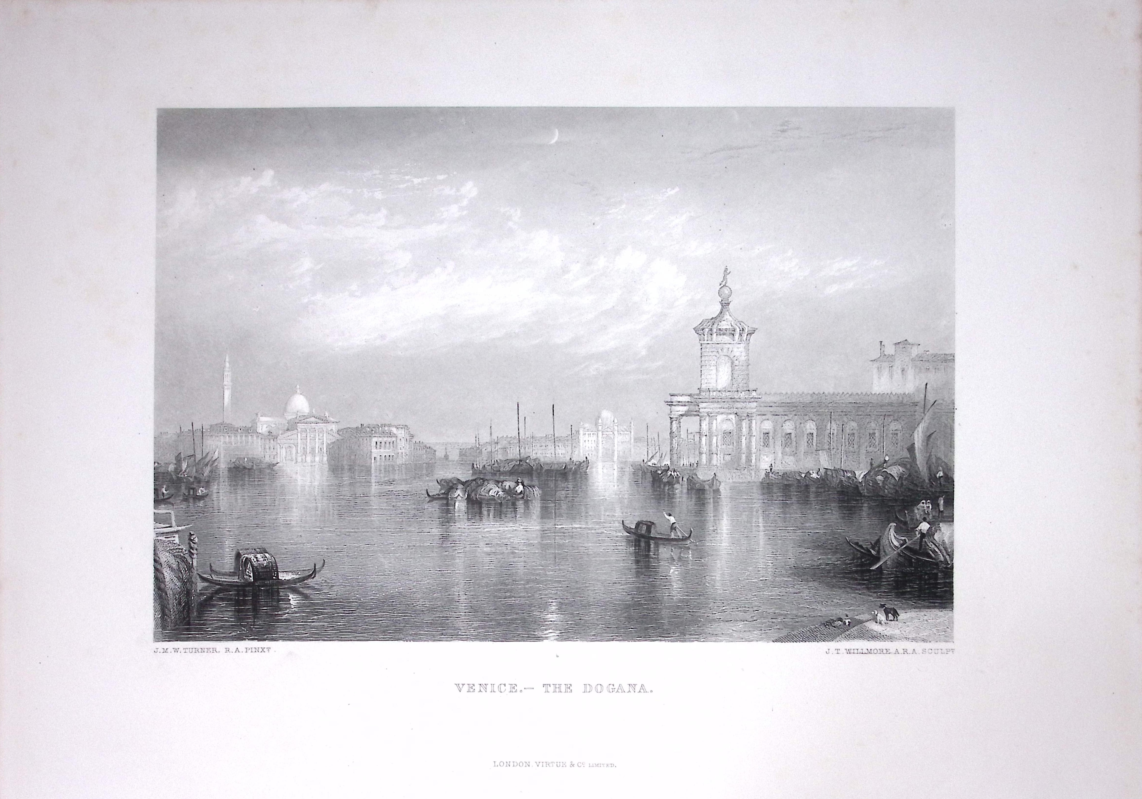 J.M.W Turner The Dogana Venice Large Antique Steel Engraving-24-TR