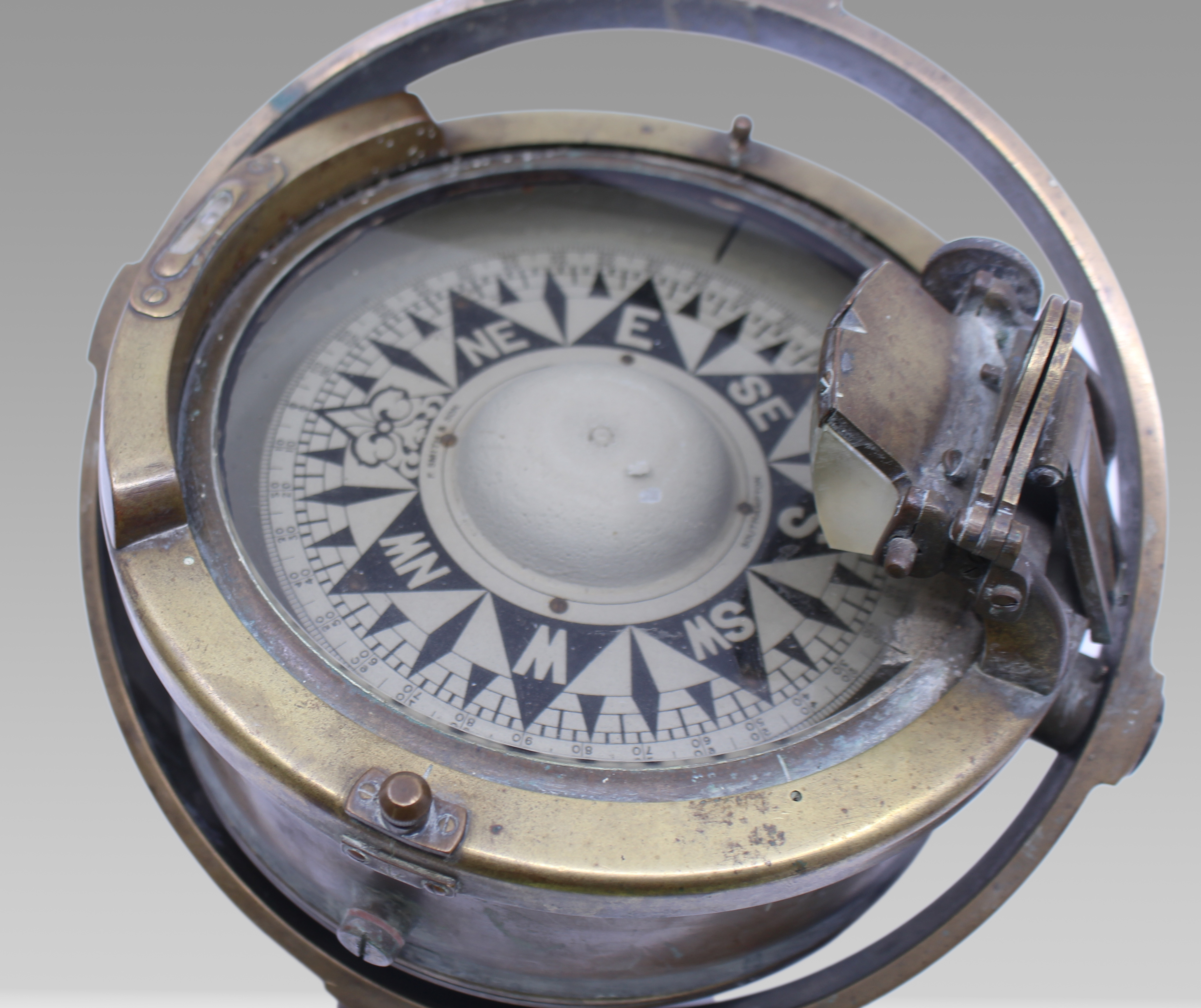Early 20th Century Bronze and Brass Gimballed Ship's Compass by F. Smith & Sons