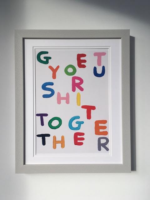 David Shrigley OBE (b 1968) ‘Get Your S*** Togethrer’, Shrig Mini Series Offset Lithograph, Framed,