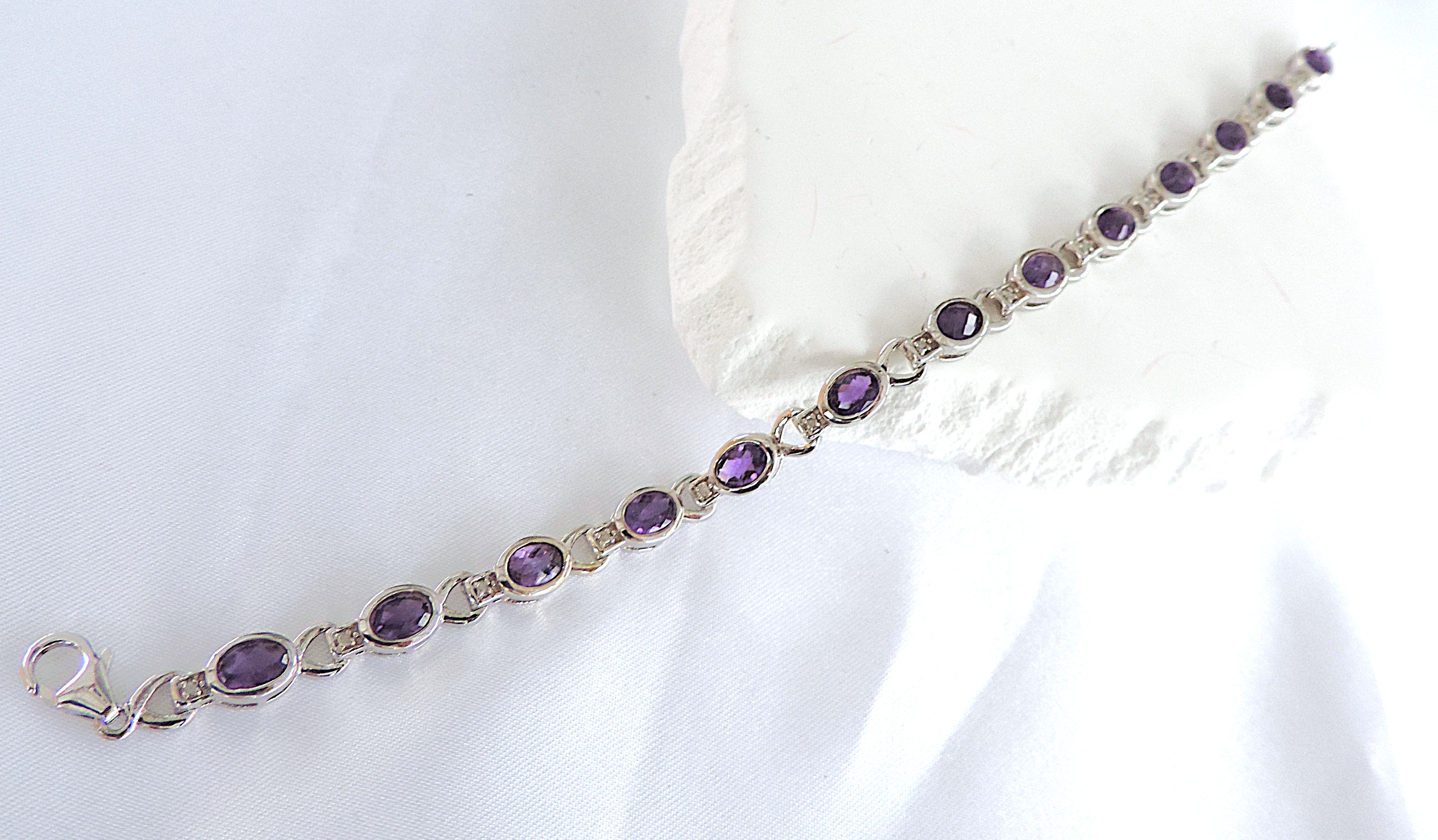 Artisan 925 Silver 5.85 Carat Amethyst Gemstone Bracelet