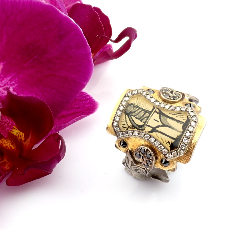 Natural Diamond 24K Yellow Gold Ring