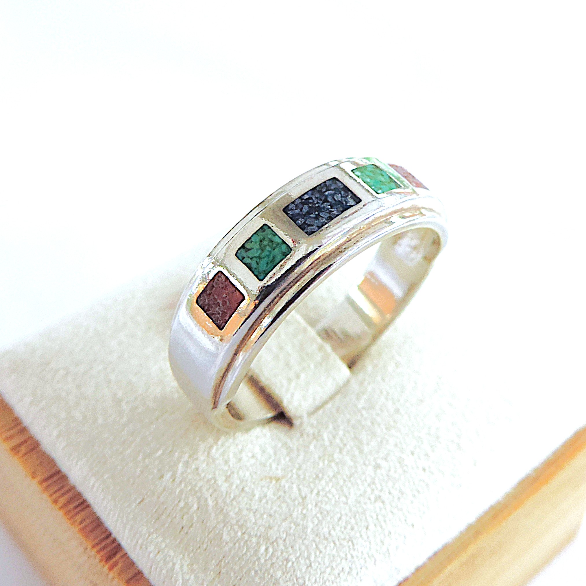 925 Silver Sapphire, Ruby & Emerald Gemstone Ring
