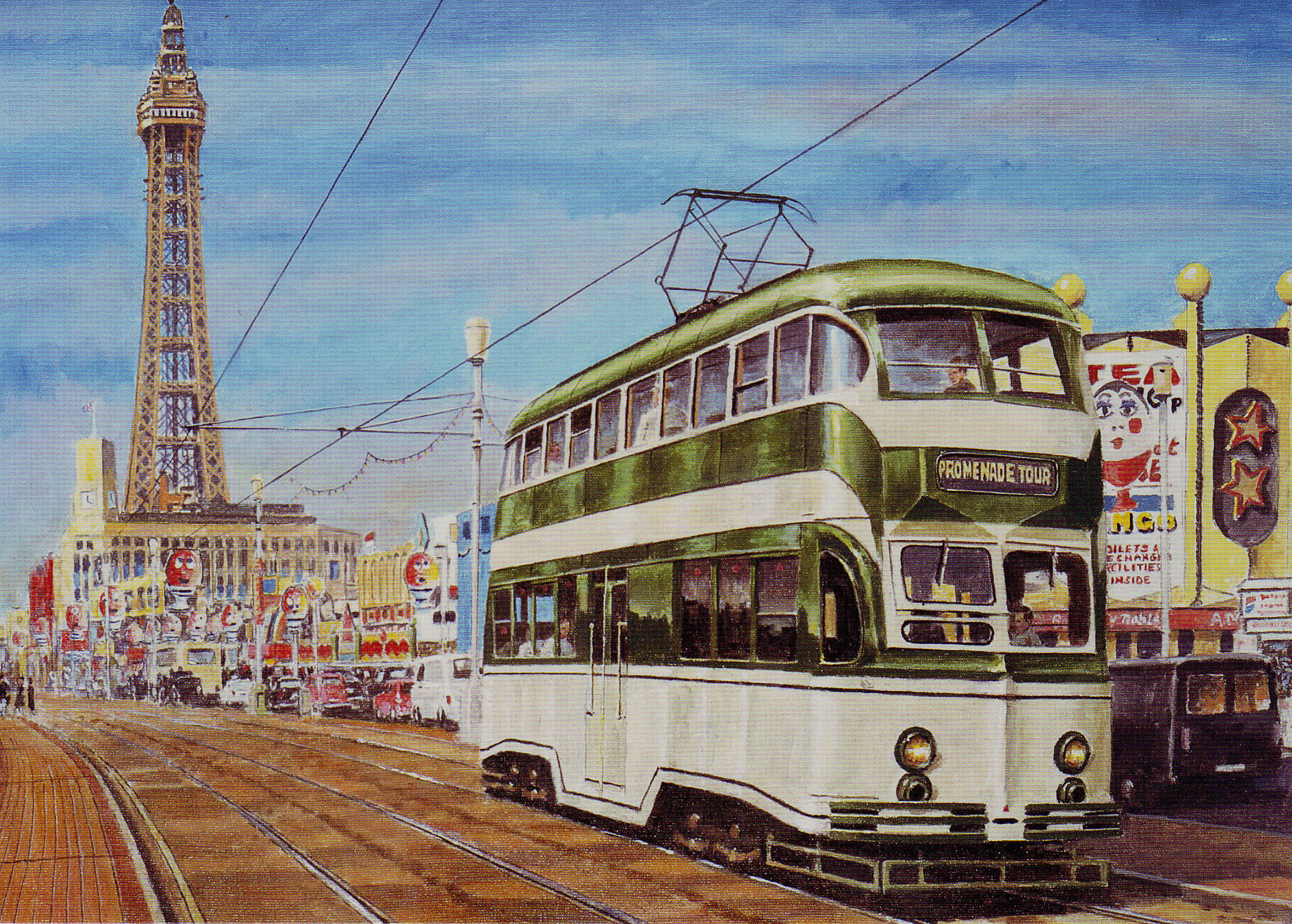 Blackpool Tram On the Golden Mile Large Metal Wall Art