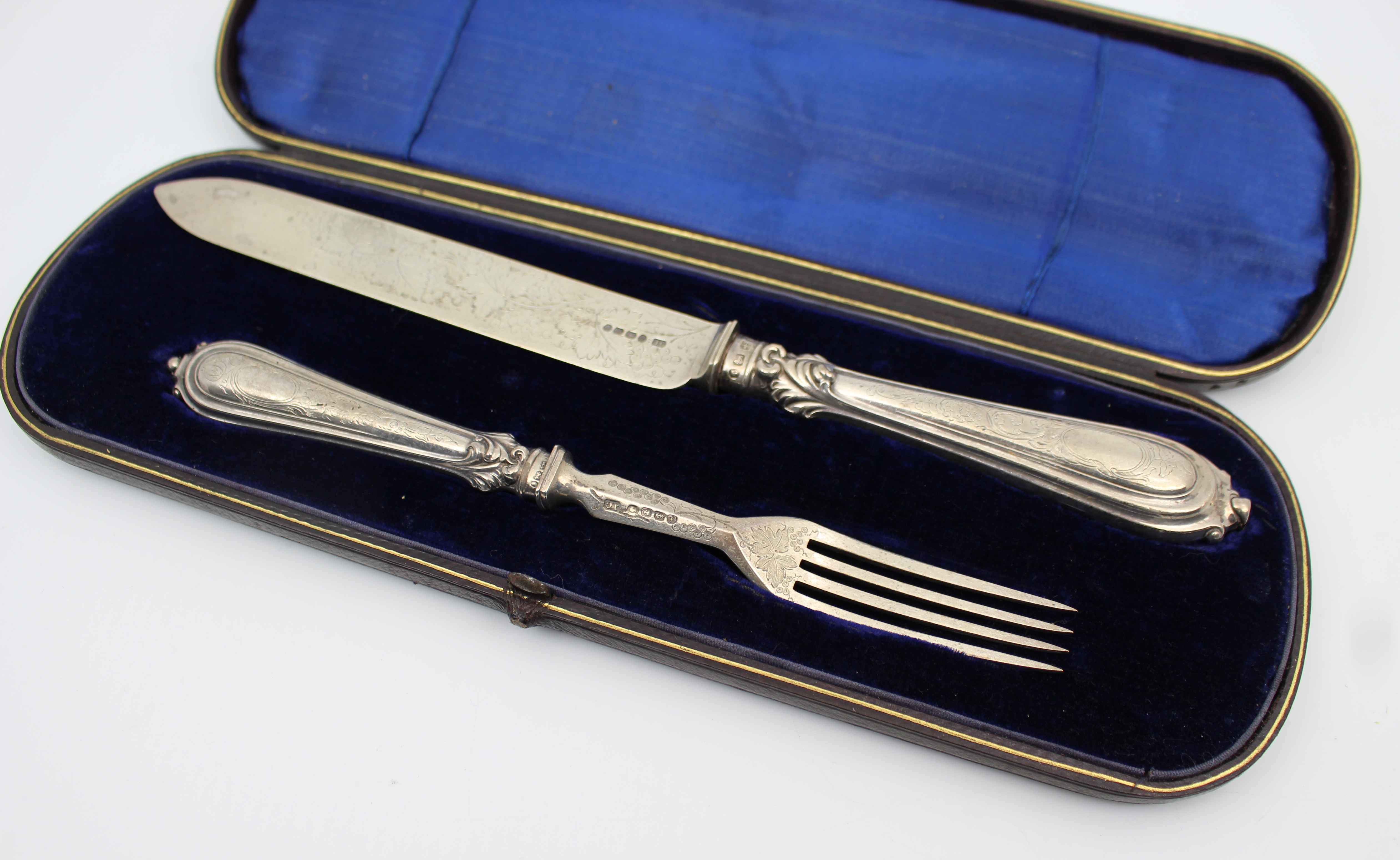 Victorian Silver Fish Knife and Fork Set, Joseph Gloster, Birmingham