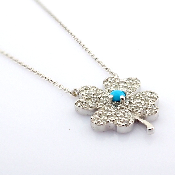 Natural Diamond 18K White Gold Necklace
