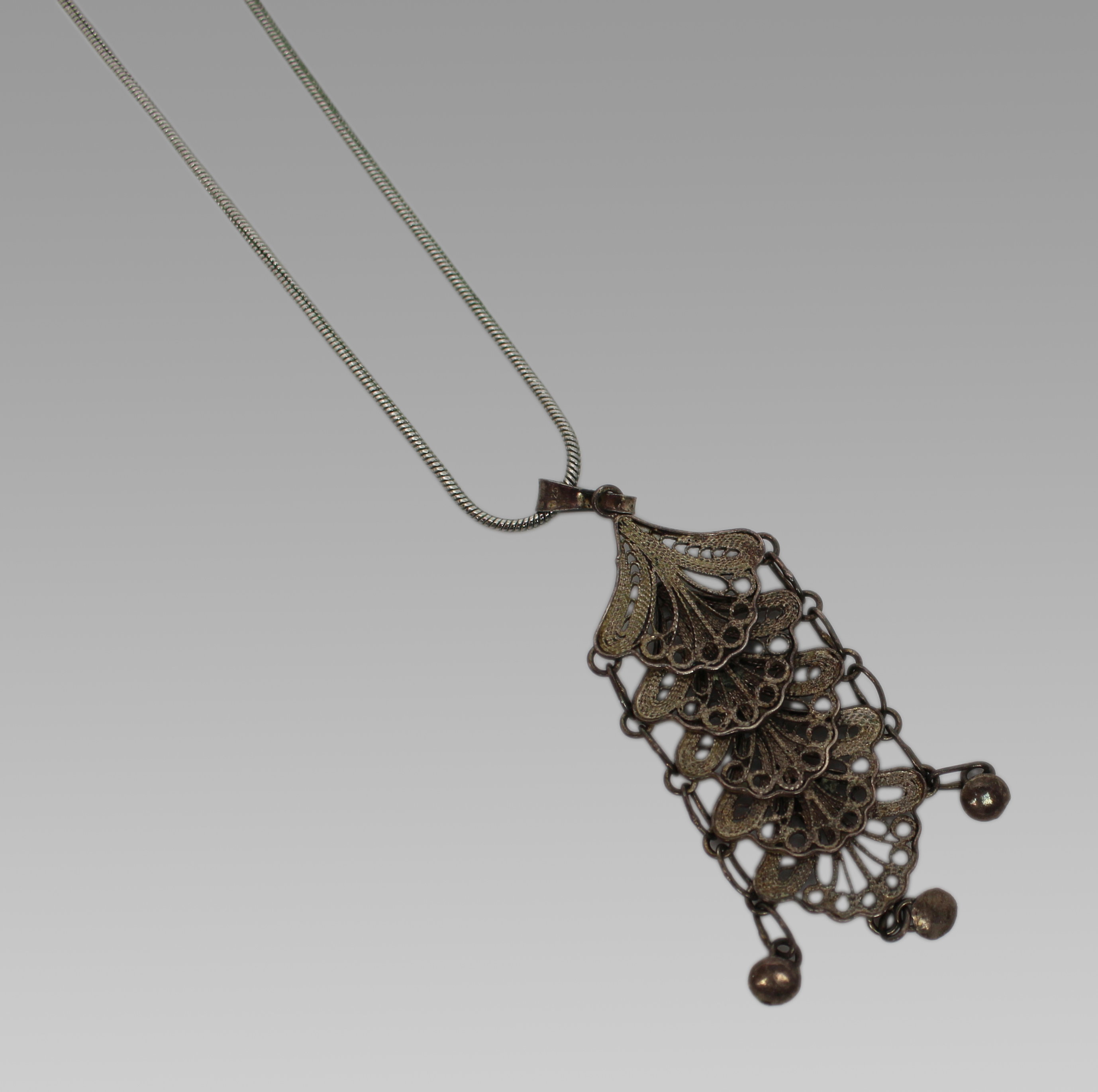 Silver Filigree Pendant on Chain