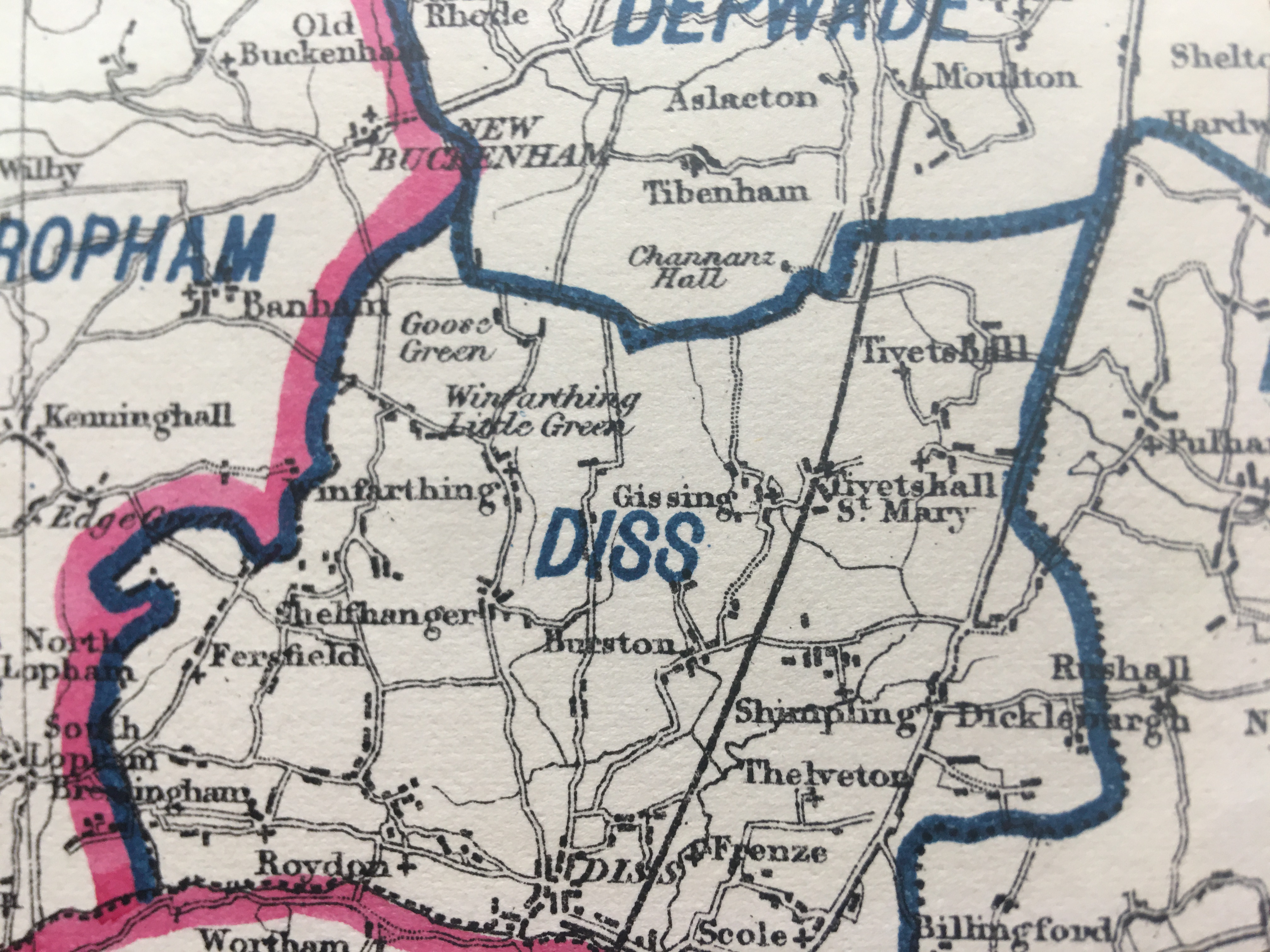 Antique 139 Years-Old Scarce Map County Norfolk 1885 Boundary Changes.