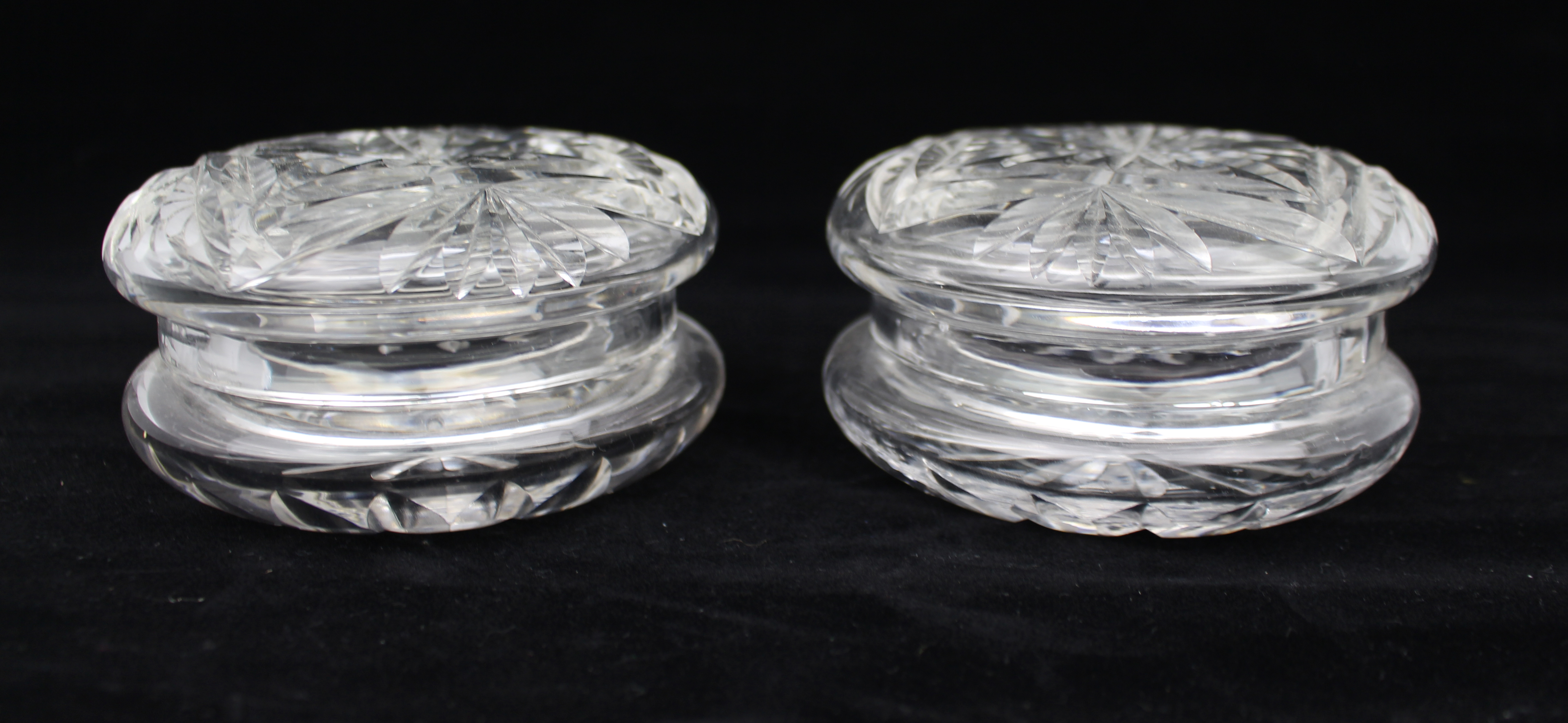 Pair of Vintage Walsh Crystal Bowl & Covers