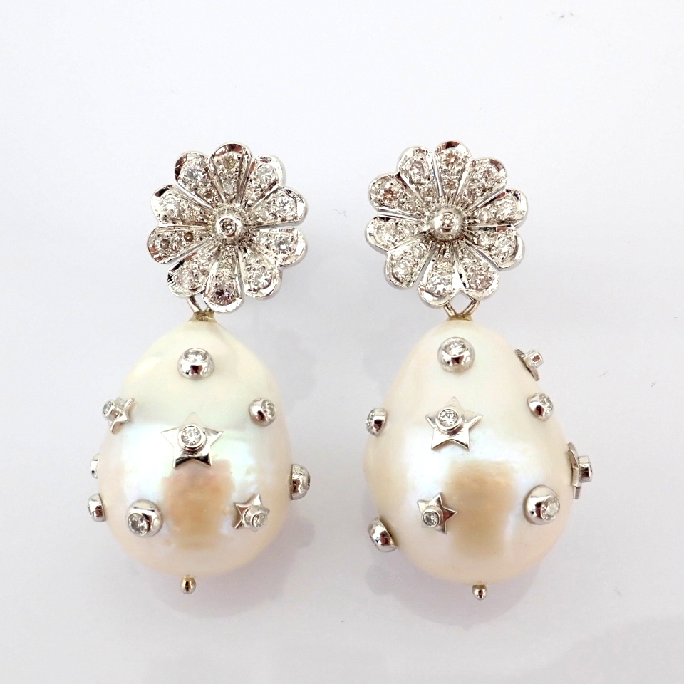 Natural Diamond 14K White Gold Earring