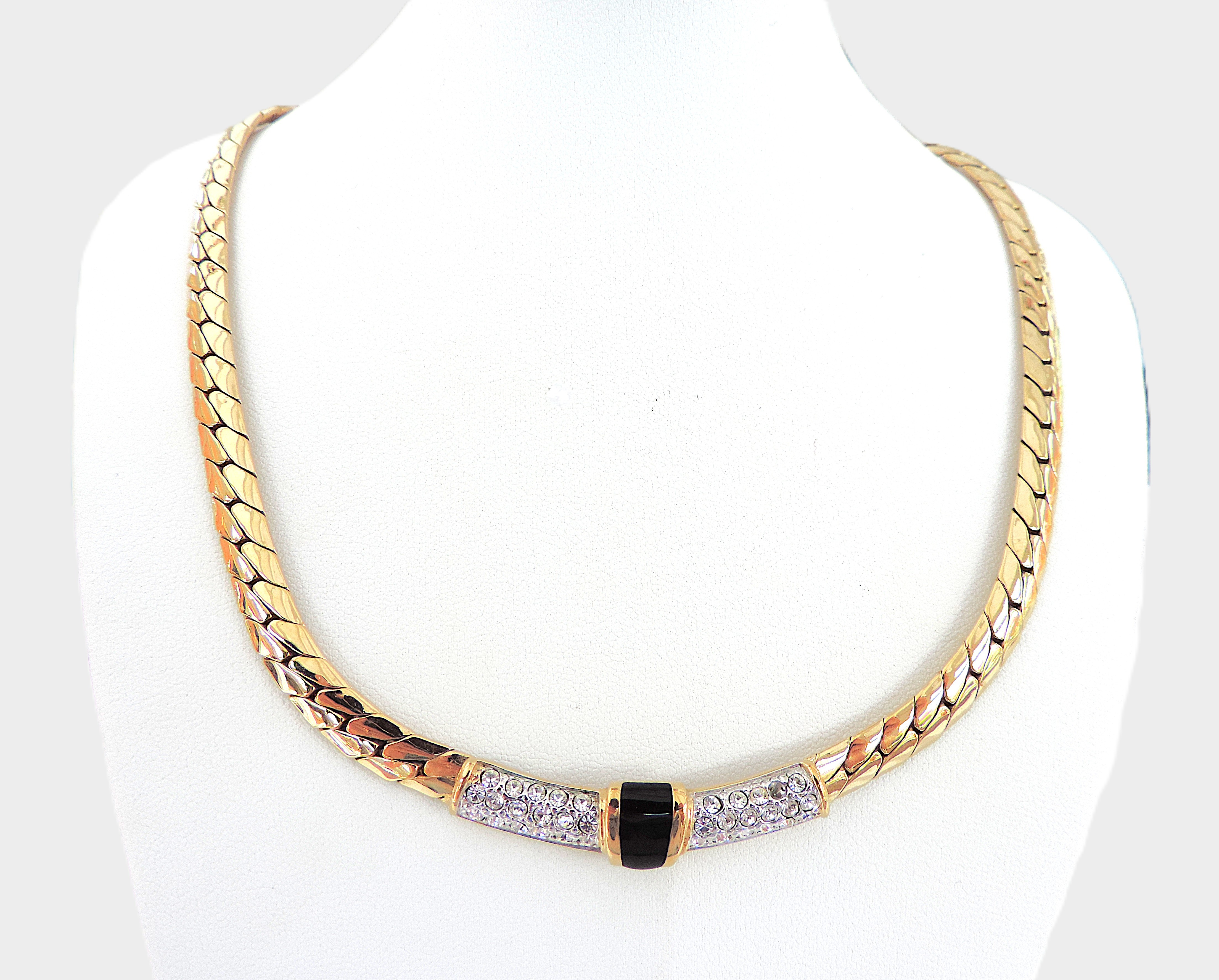 Vintage Gold Plated Dior Style Collar Necklace c.1980's