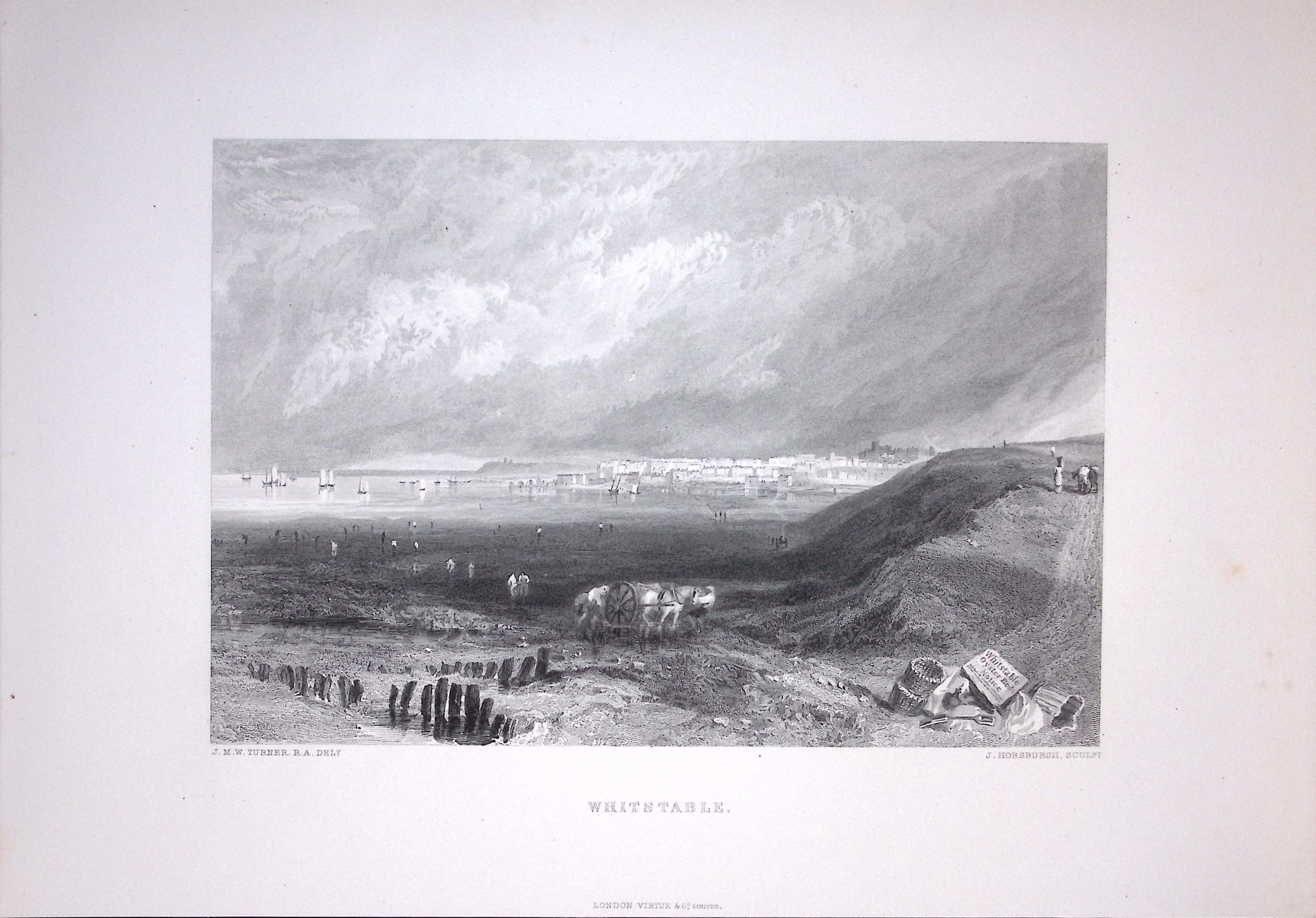 J.M.W Turner View of Whitstable Kent Antique Steel Engraving-44-TR