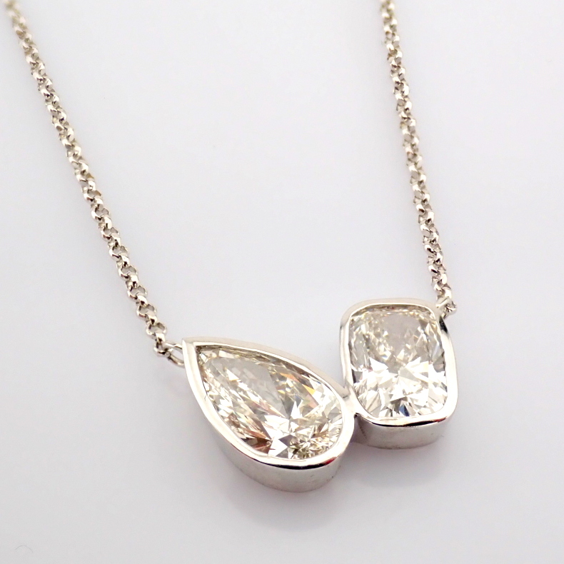 Cushion Cut Lab-Grown Diamond Necklace - 2.56 Total Carat (IGI Certified)