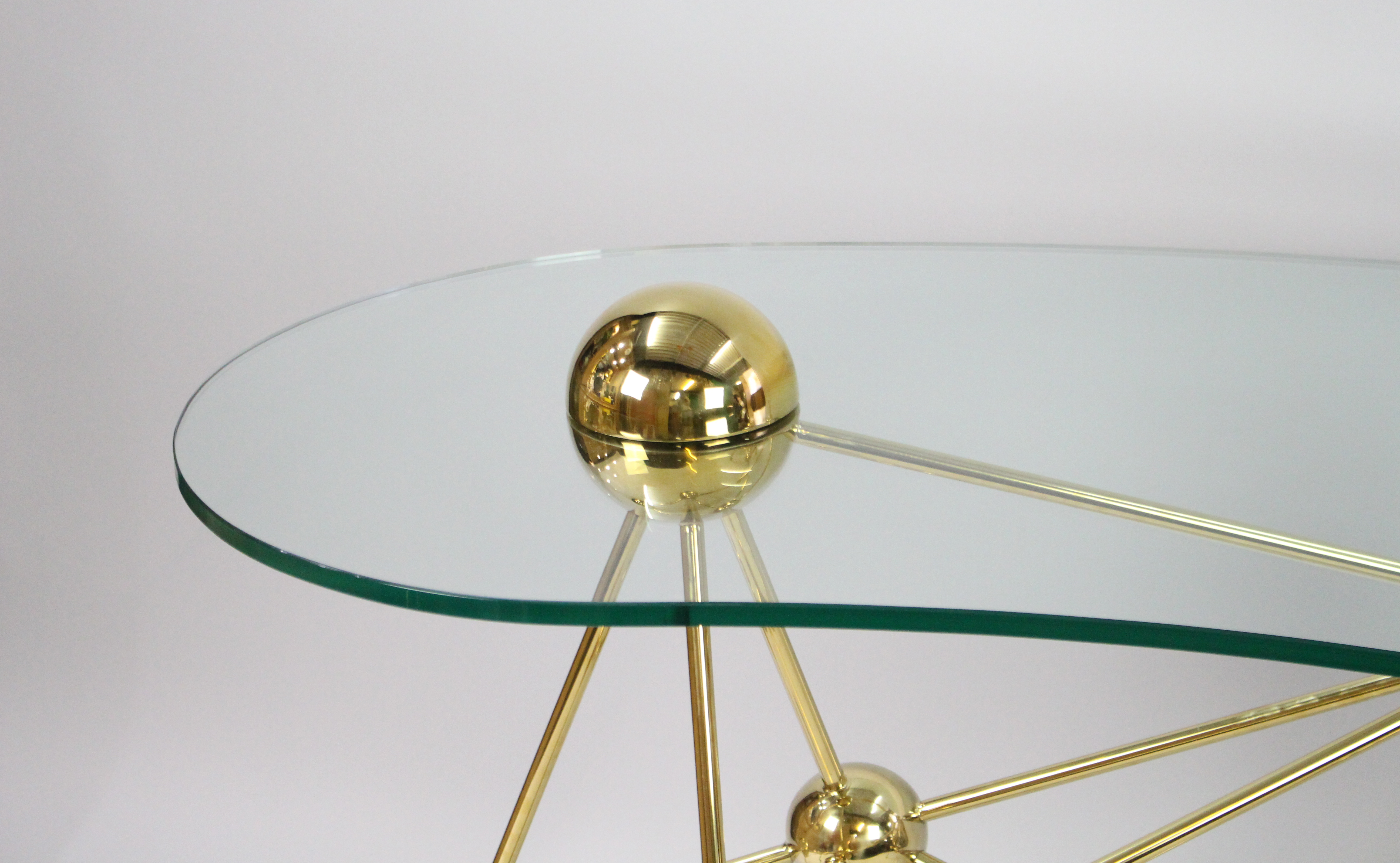 Contemporary Kidney Shaped Glass Table by Eichholtz with Gold Frame
