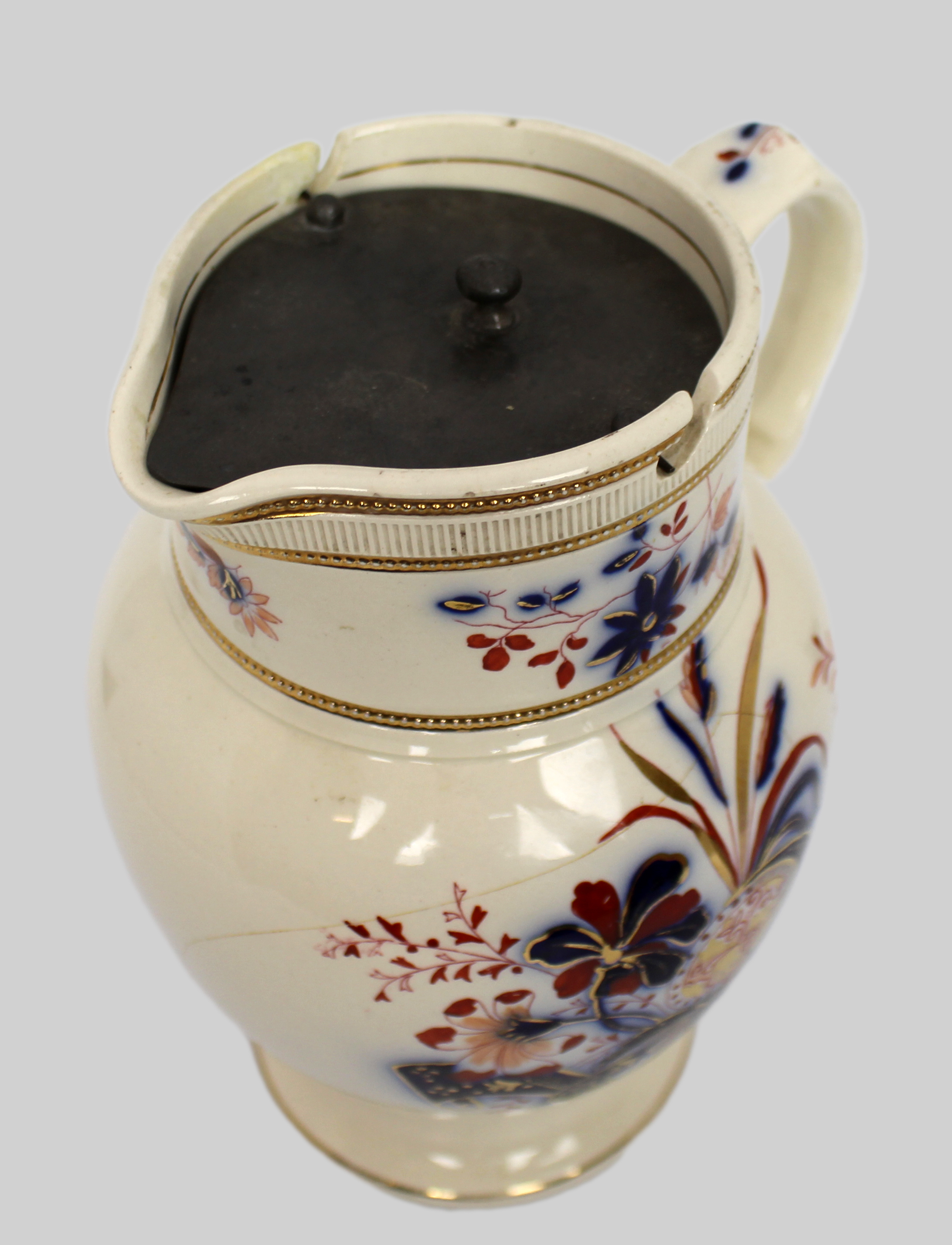 Victorian E. M. & Co. Jug with Pewter Lid