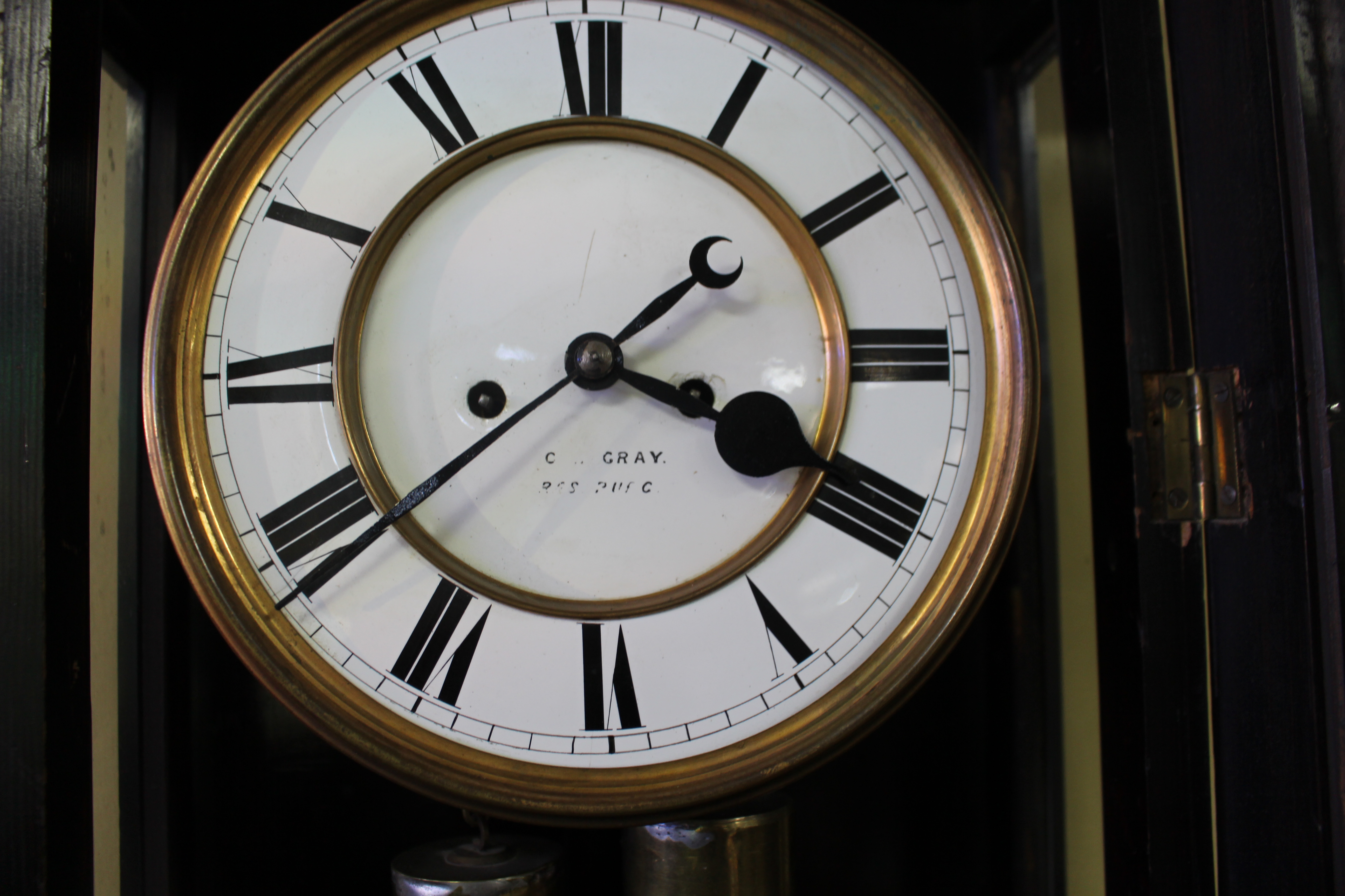 Late 19th c. Ebonized Vienna Wall Clock