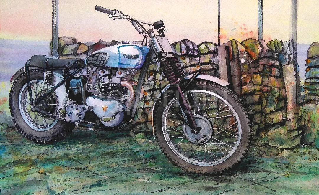 Triumph Twin Trials Bike Motorbike  Large Metal Wall Art