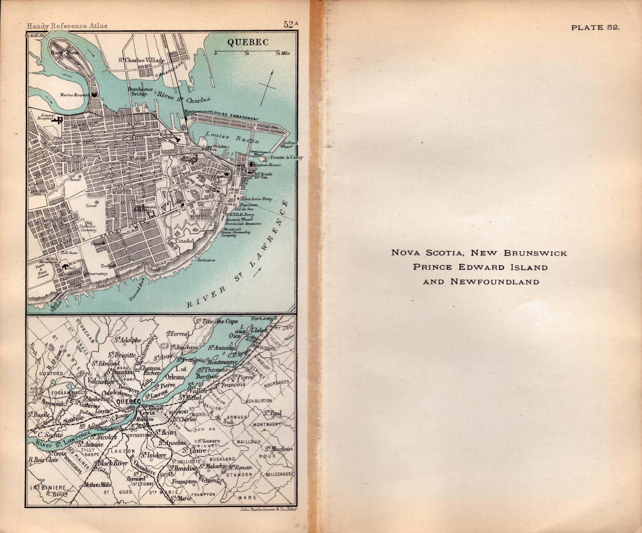 Nova Scotia Newfoundland Double Sided Antique 1896 Map.