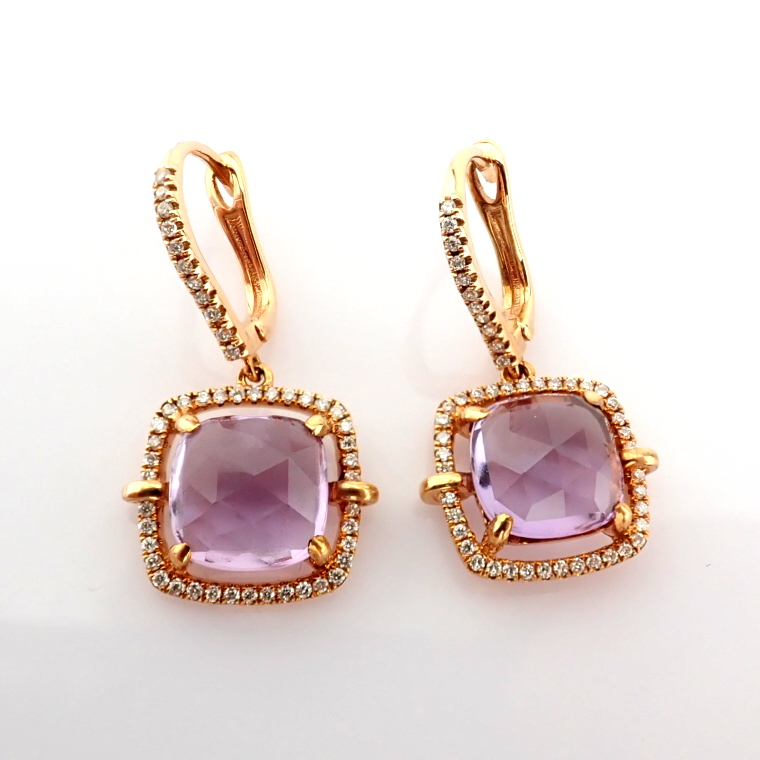 Natural Diamond 18K Rose/Pink Gold Earring