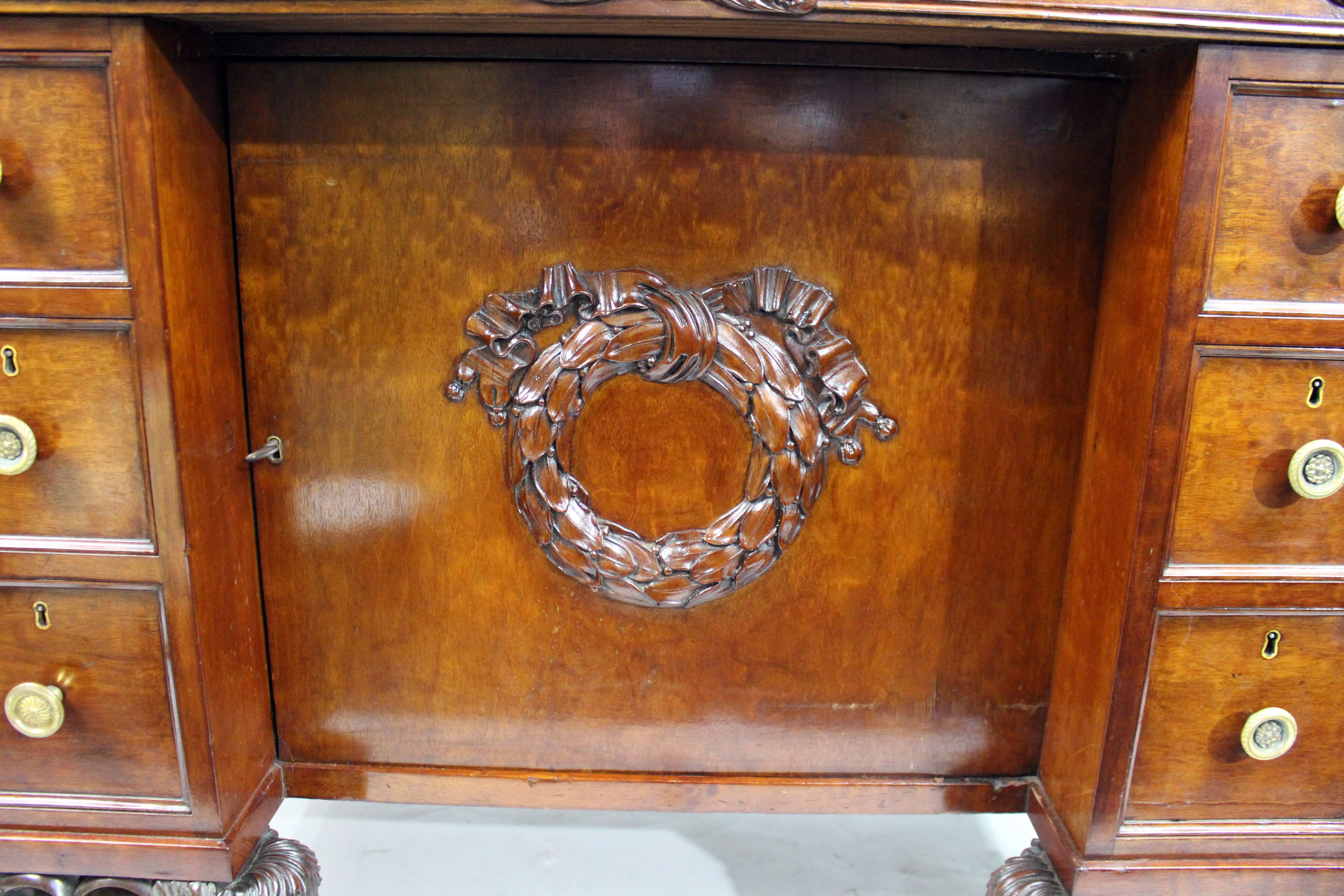 George III Mahogany Work Table with Carved Paw Feet, c.1790