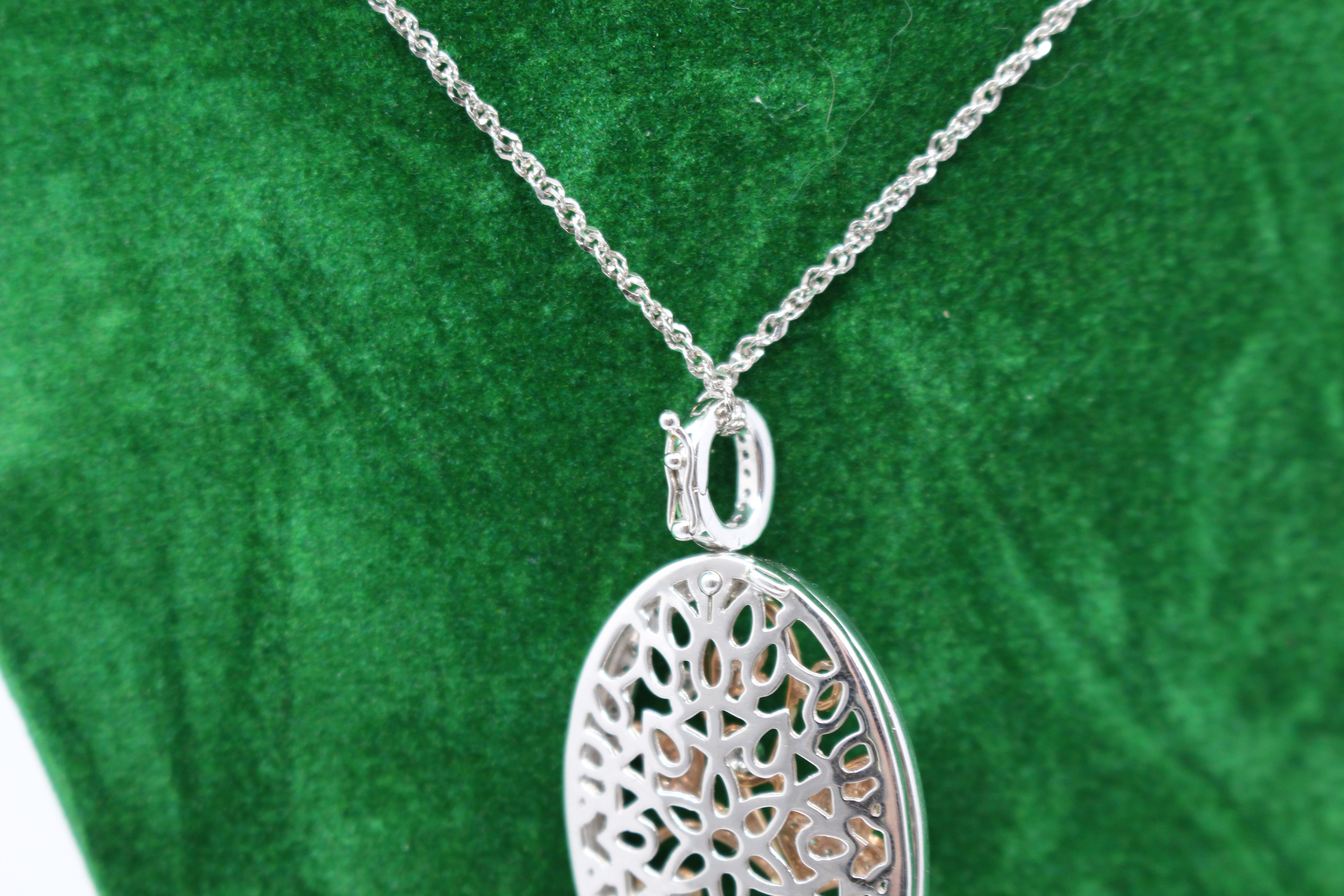 Diamond & 14ct Gold Oval Locket on Chain