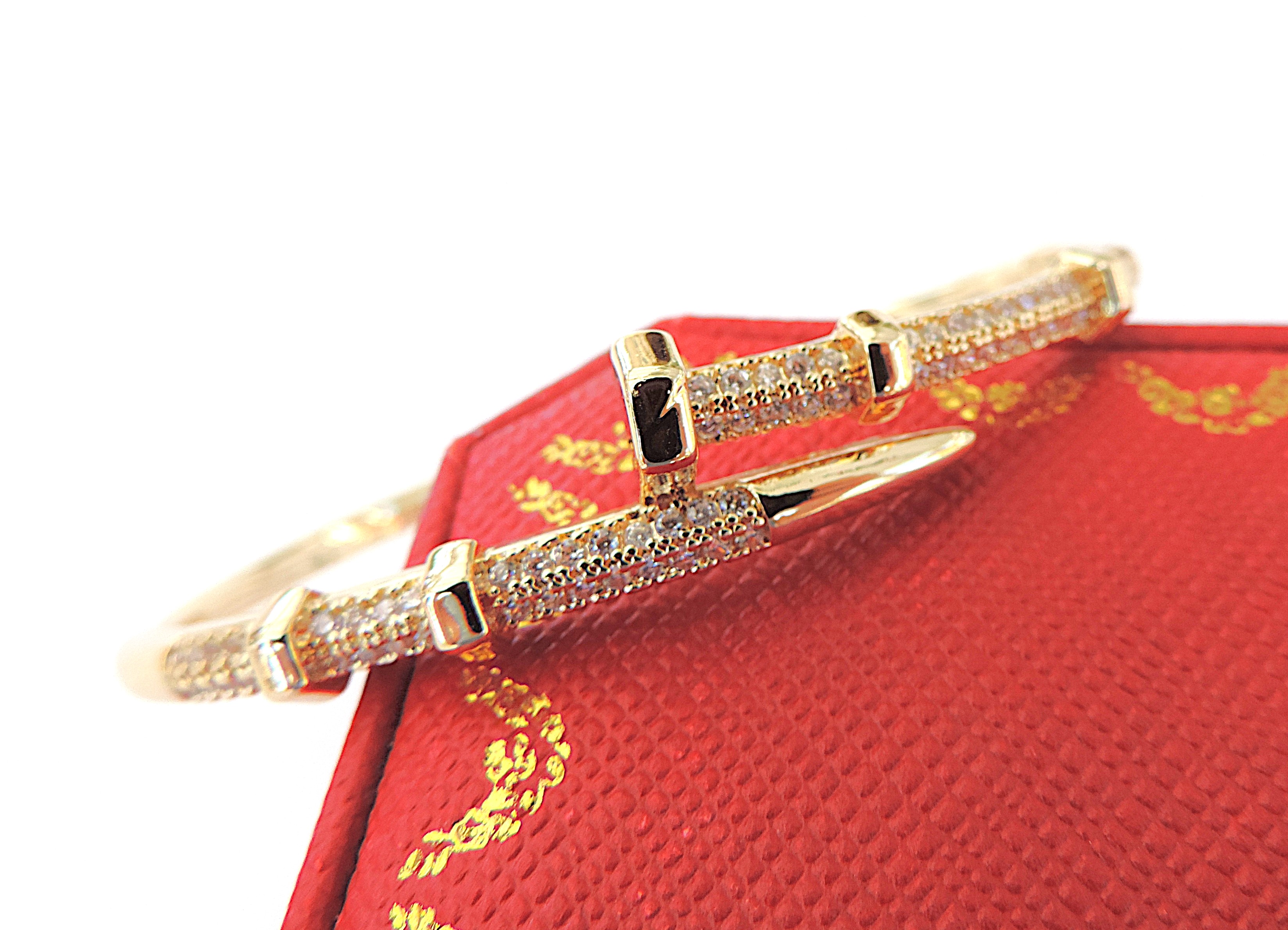 Orrevé 18k Gold Plated Pave Zircon Bangle/Bracelet 'New'