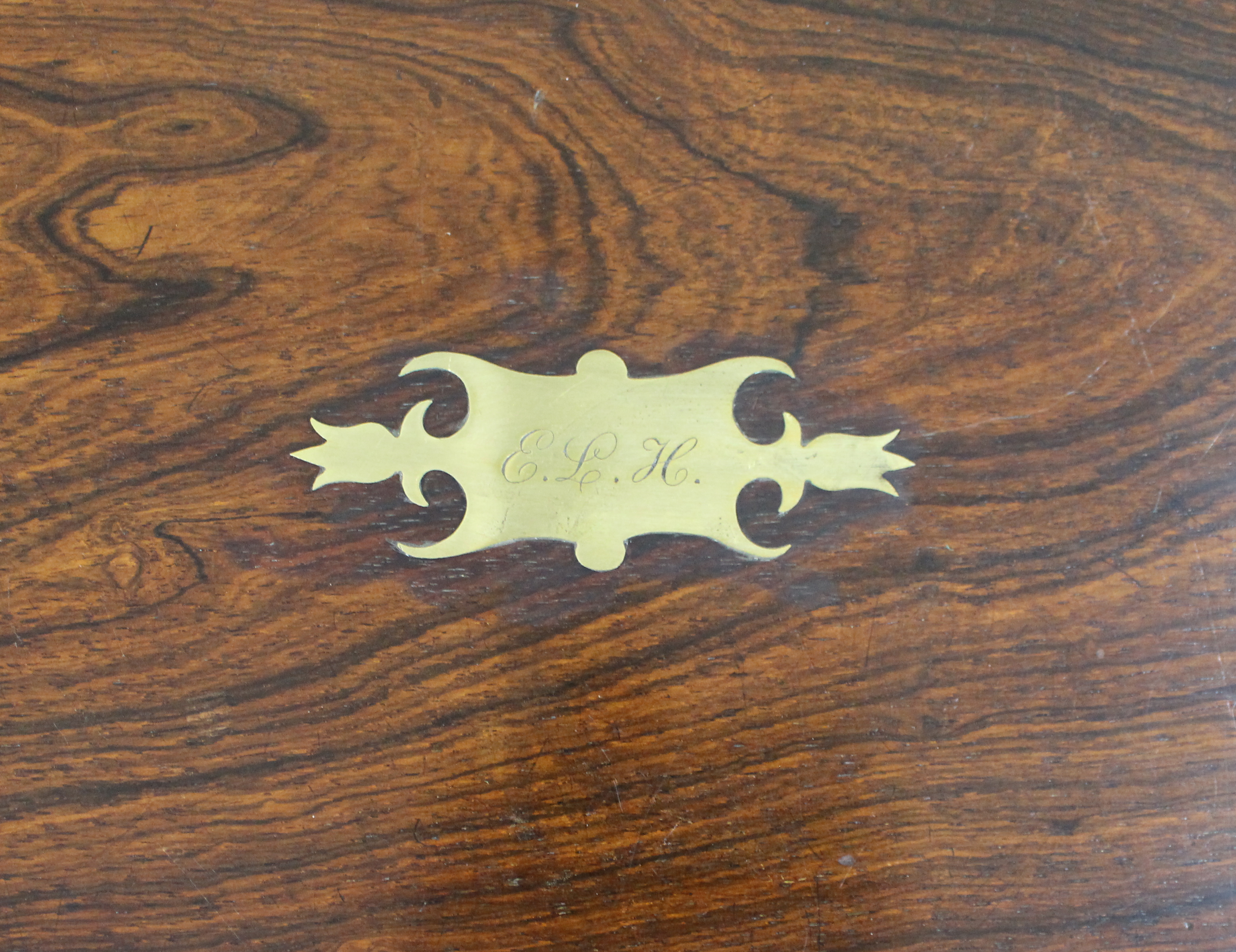 Antique Brass-Bound Rosewood Writing Slope, c.1850