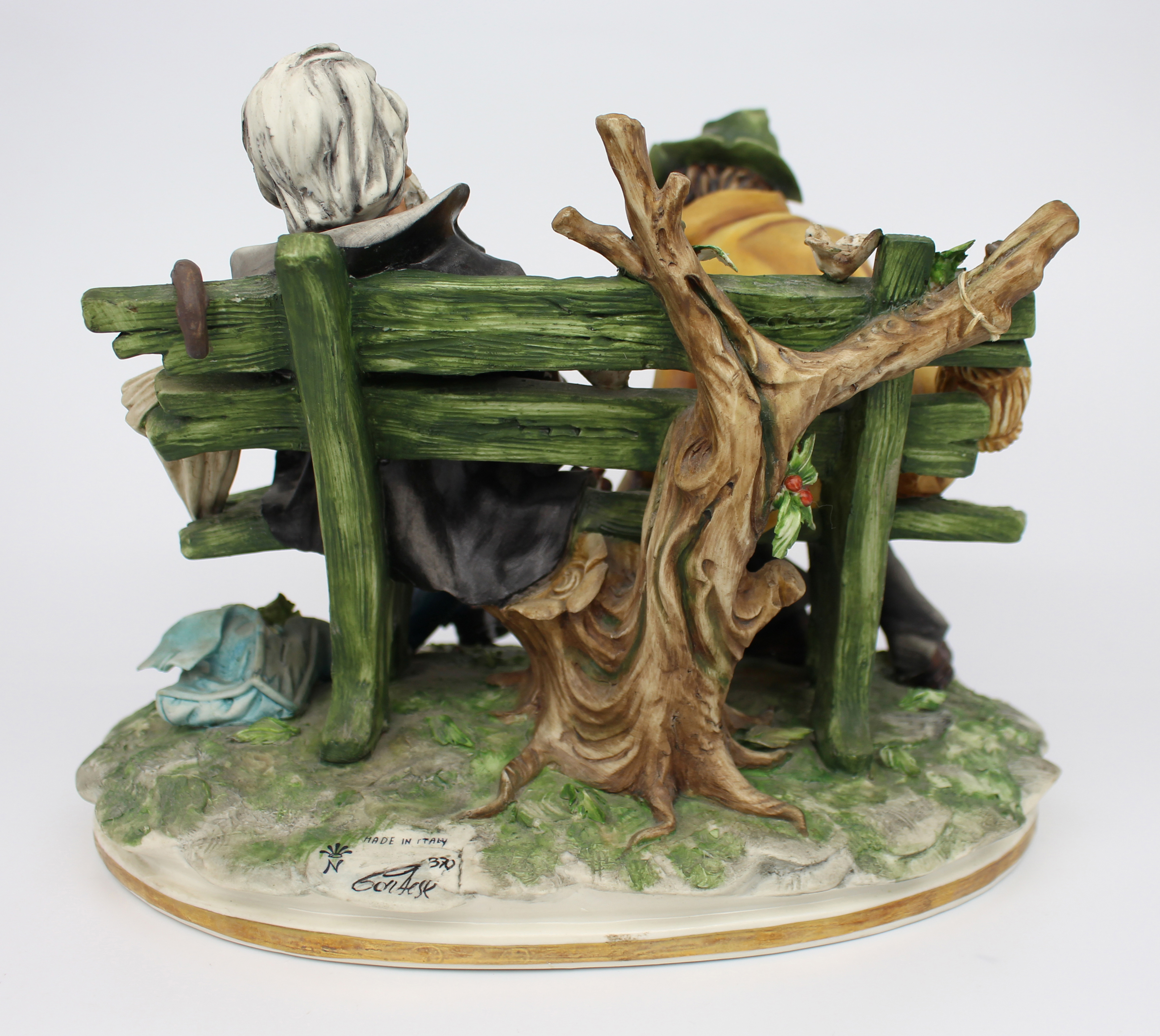 Capodimonte Tramps on Bench by Cortese