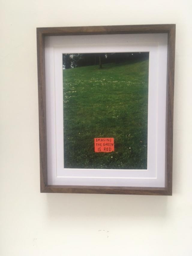 David Shrigley (b1968) Rare Art Exhibition Card, ‘Imagine The Green Is Red’, 27 x 22 cms, 2003