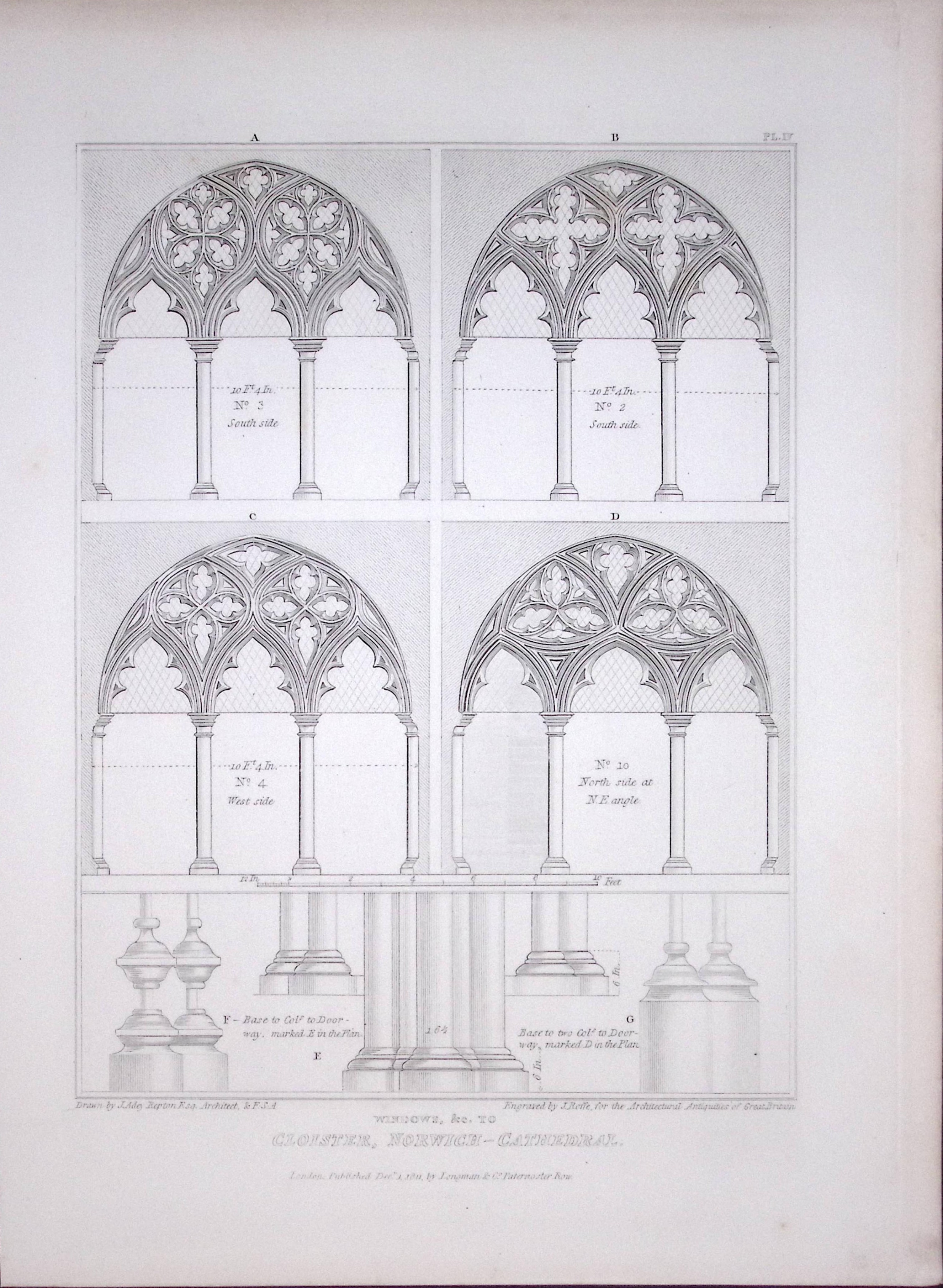 Norwich Cathedral Norfolk 190 Years-Old John Britton Antique Steel Engraving-182