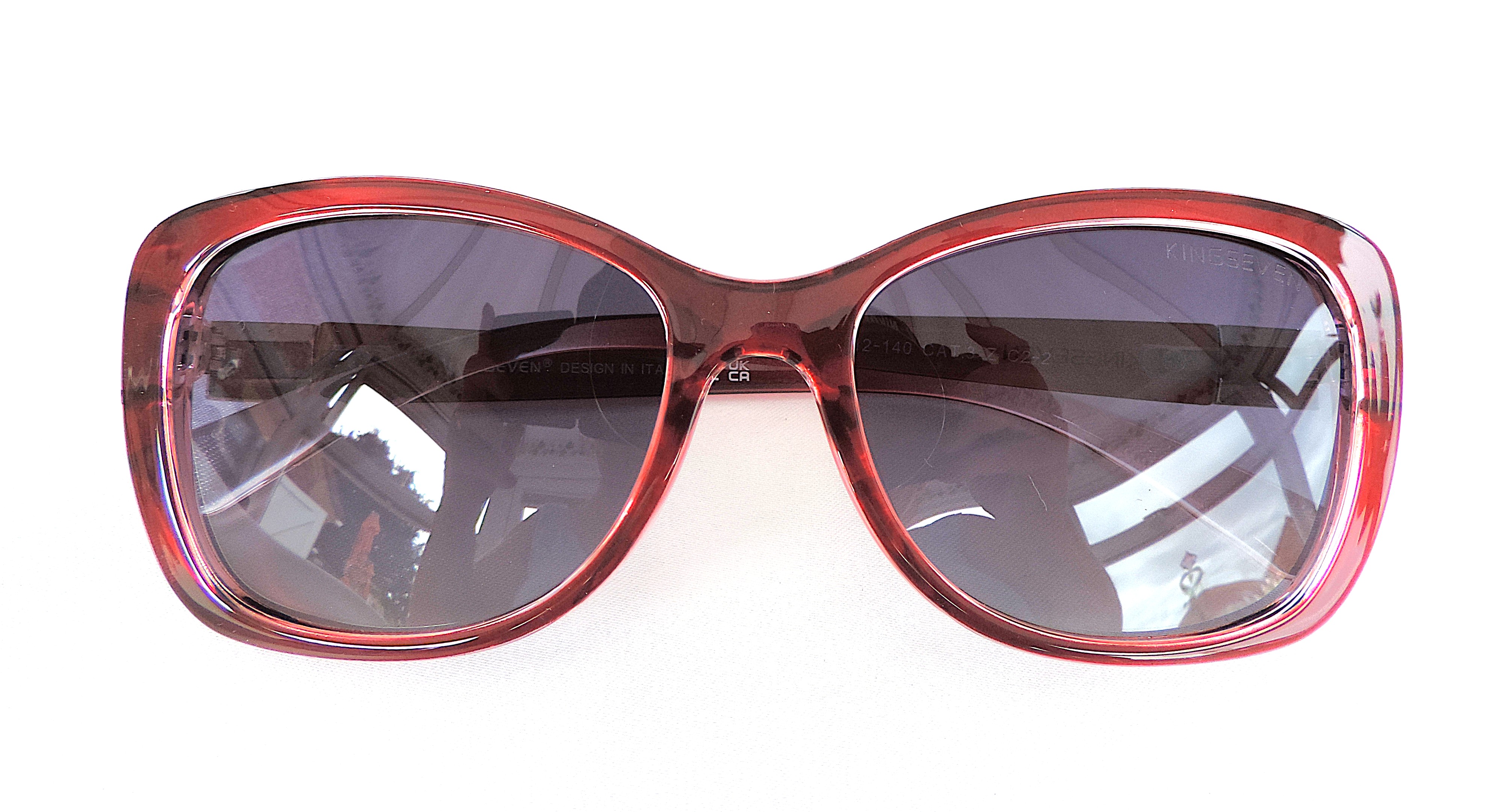 Italian Designer Sunglasses Red Frame Gray Gradient Lens - New Boxed