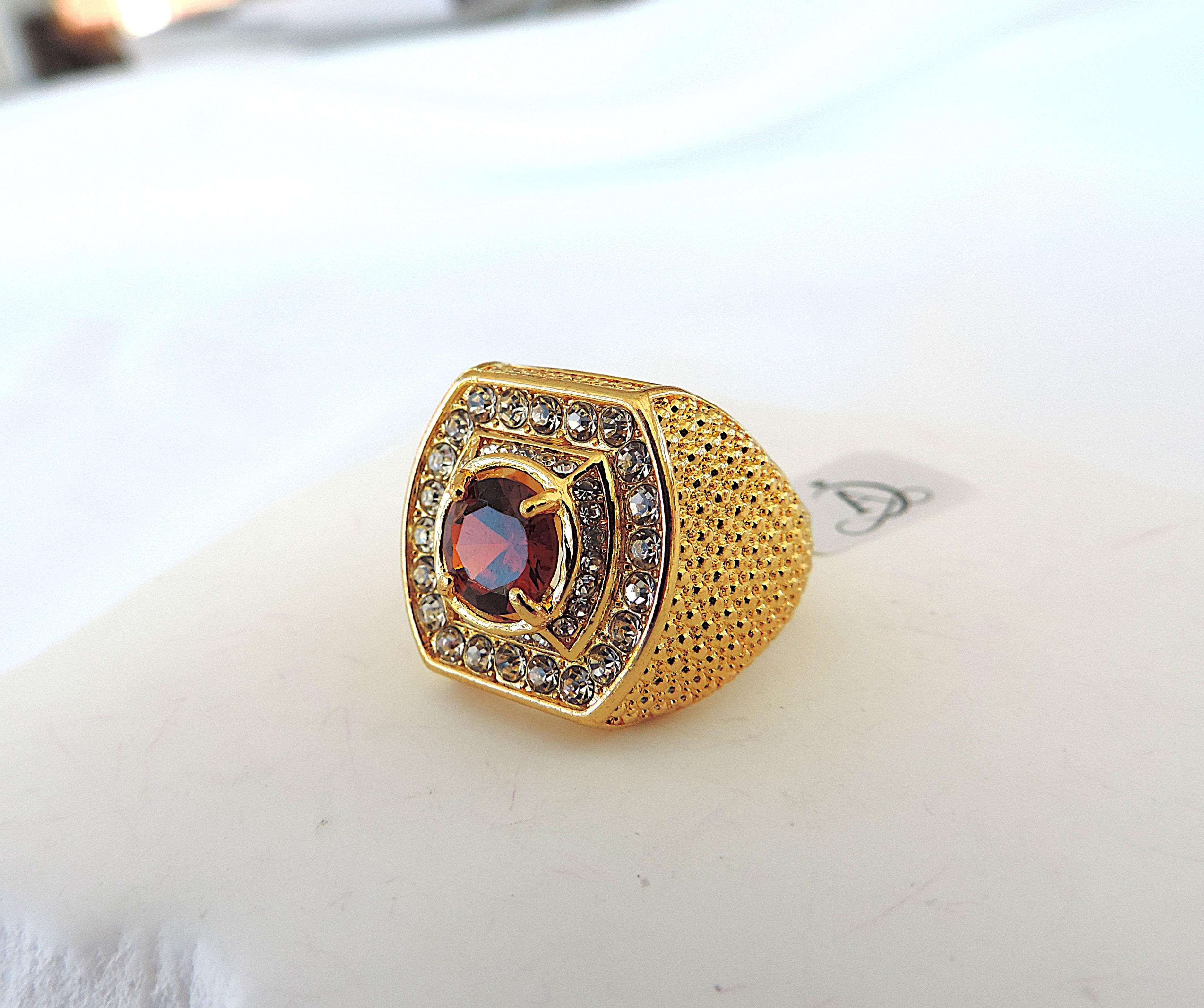 Aethon Men's 18k Gold Plated Zircon Ring