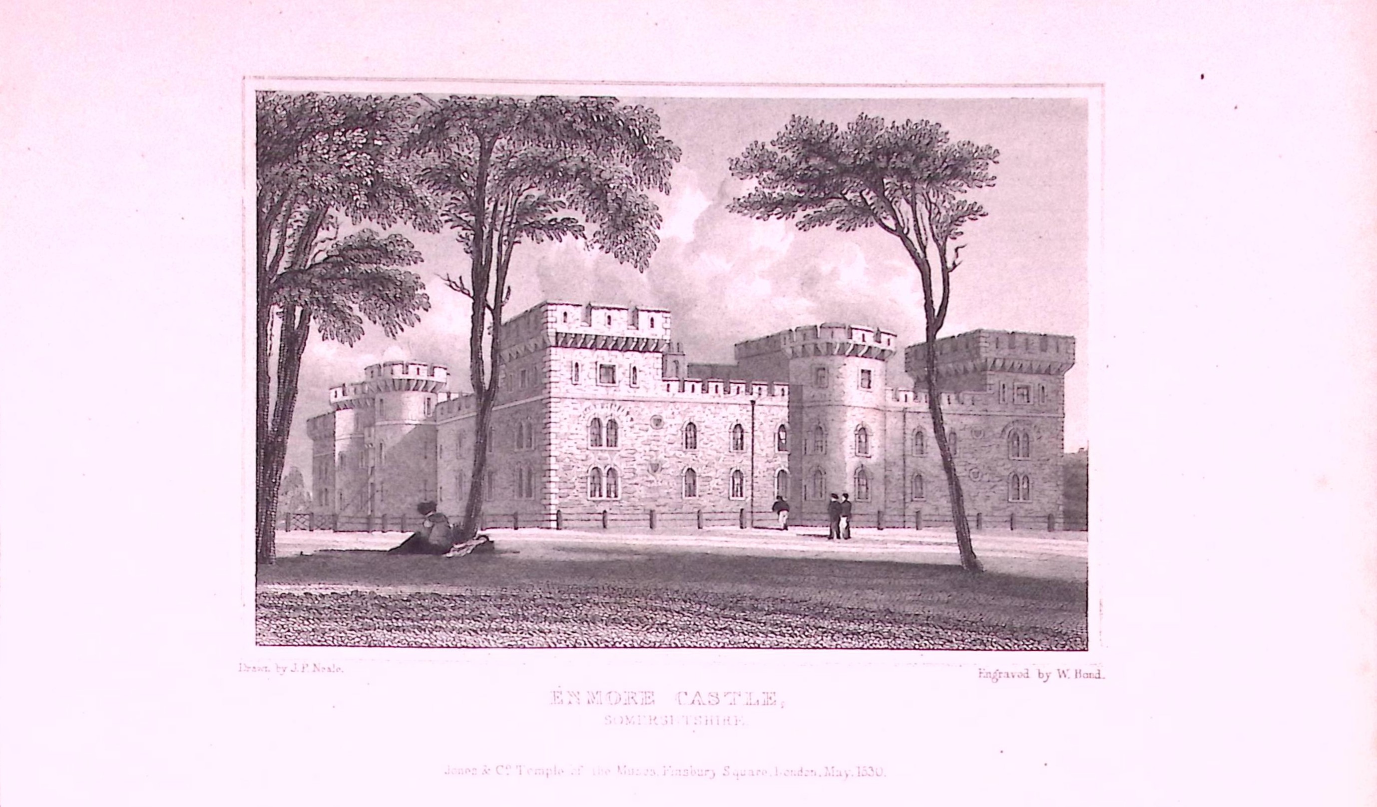 Enmore Castle Somersetshire  Antique 197 Years-Old Engraving-19