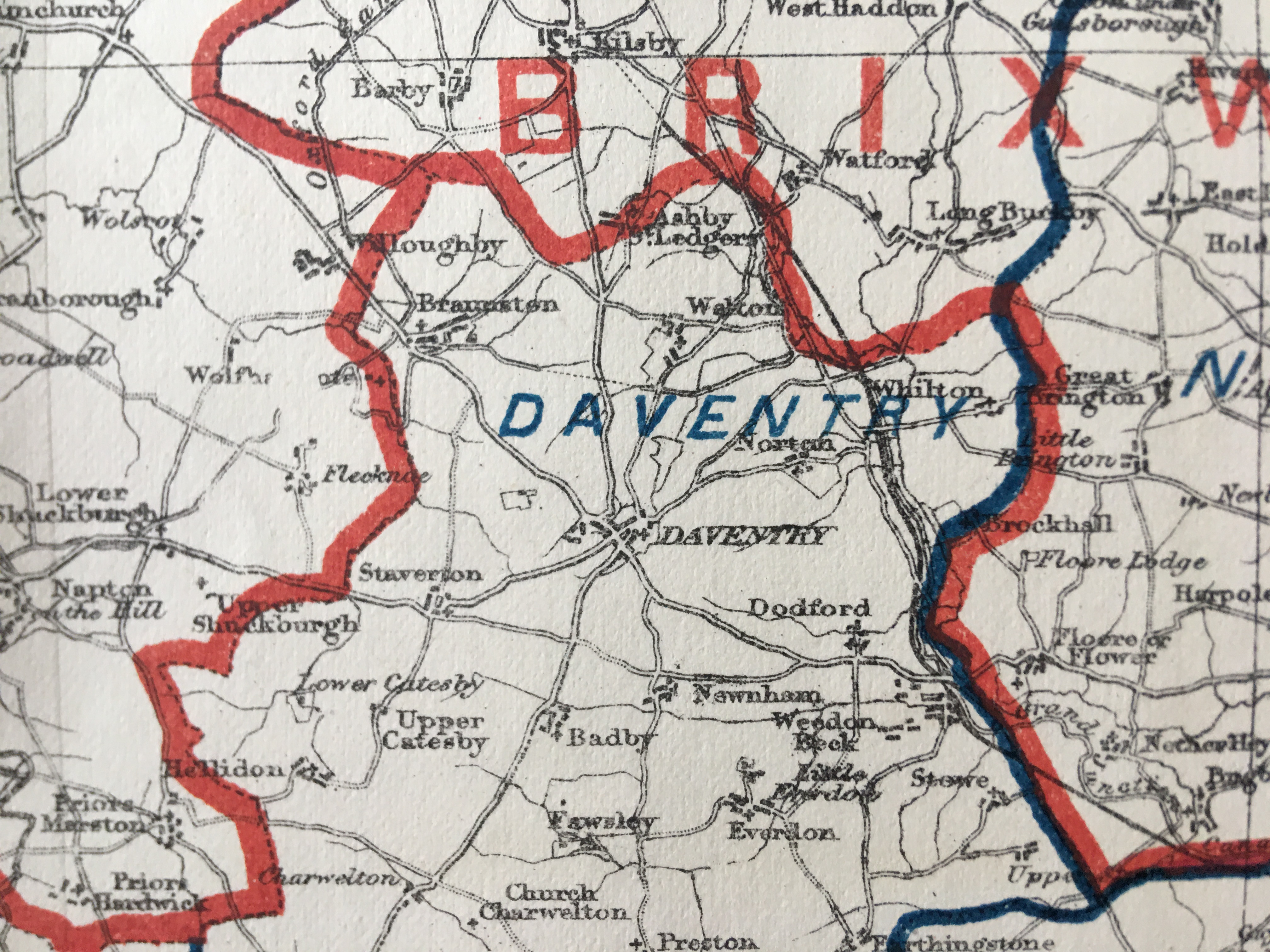 Antique 139 Years-Old Scarce Map Northamptonshire 1885 Boundary Changes.