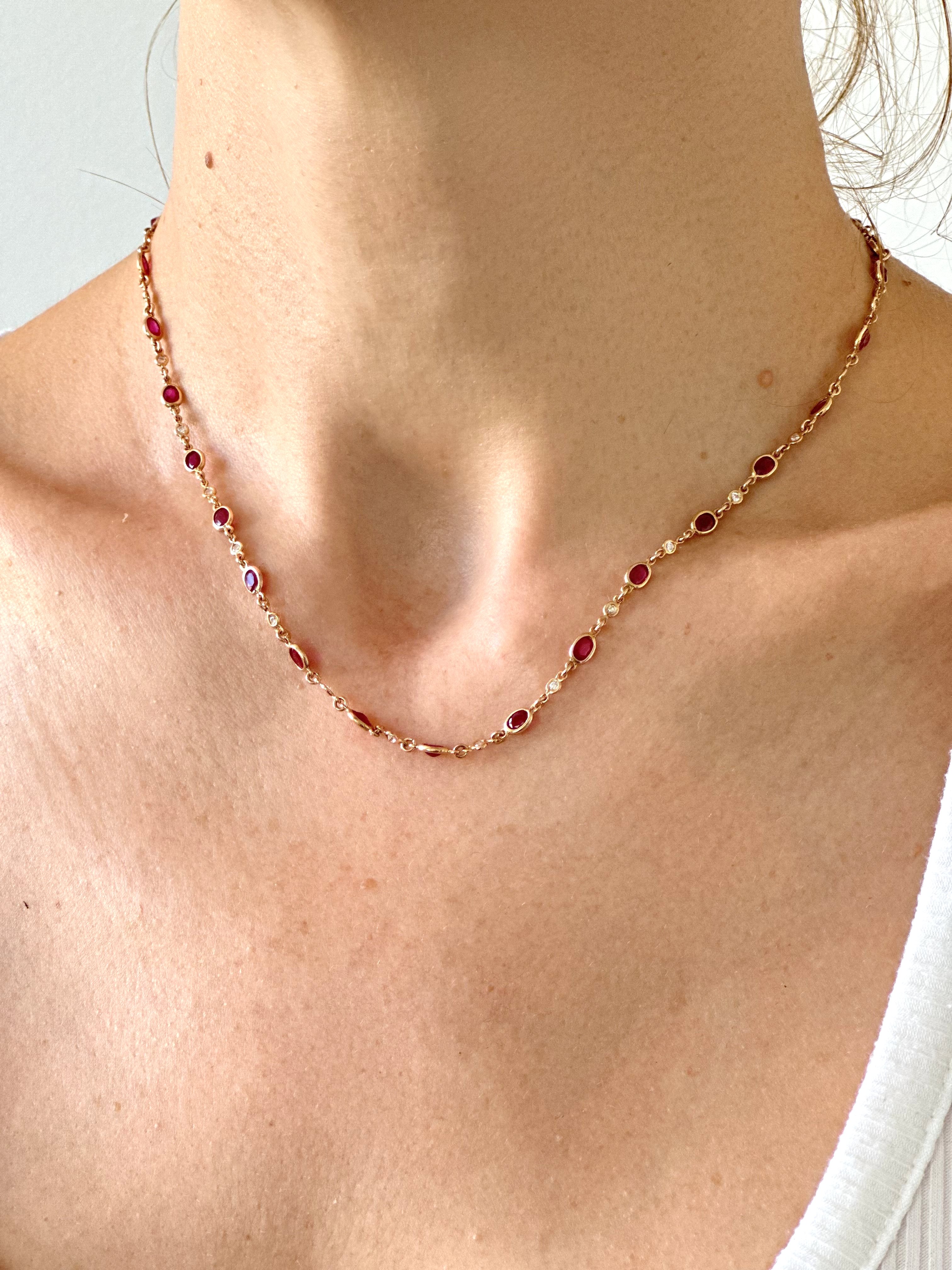 Natural Diamond 18K Rose/Pink Gold Necklace