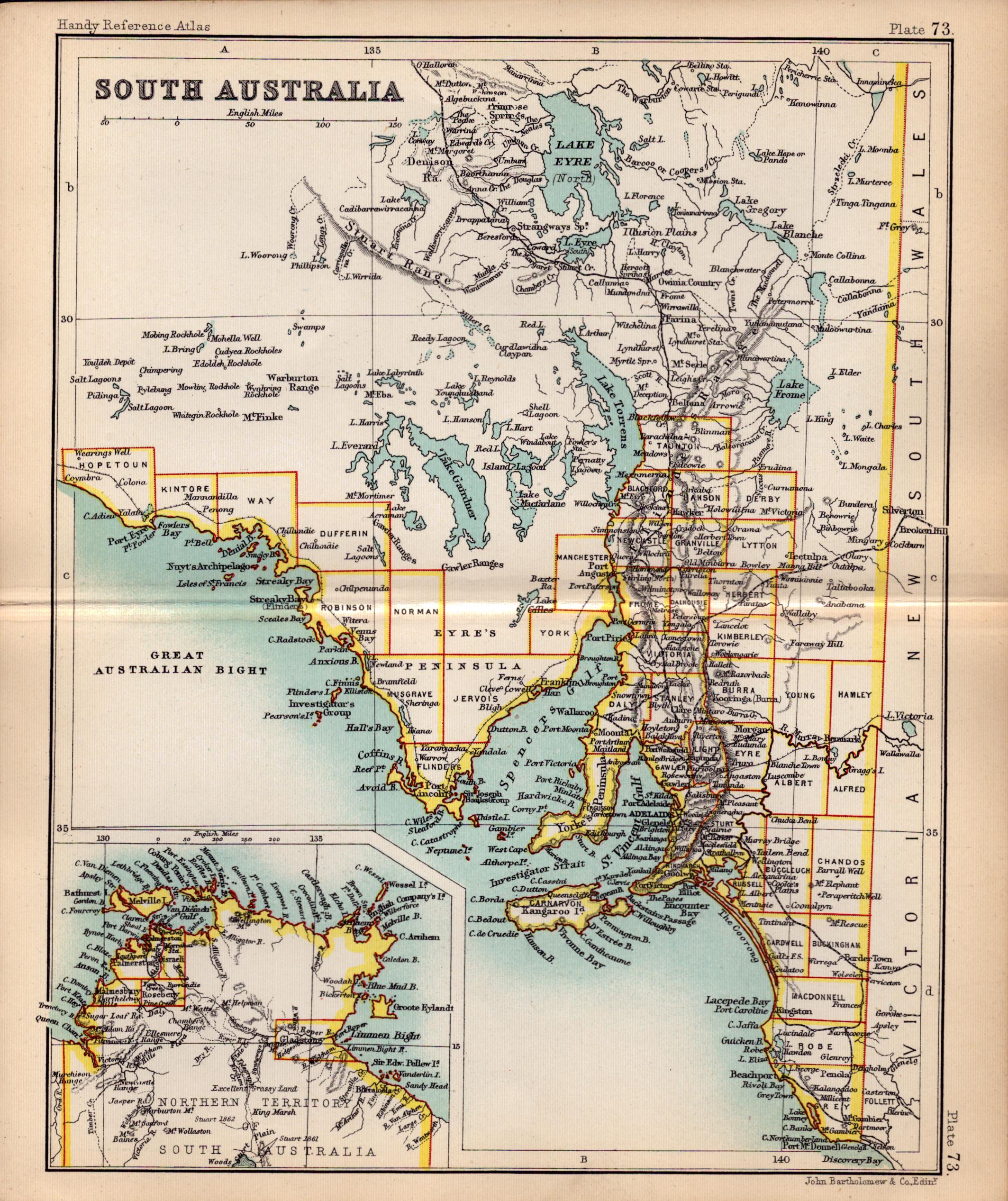 South Australia Double Sided Antique 1896 Detailed  Map.
