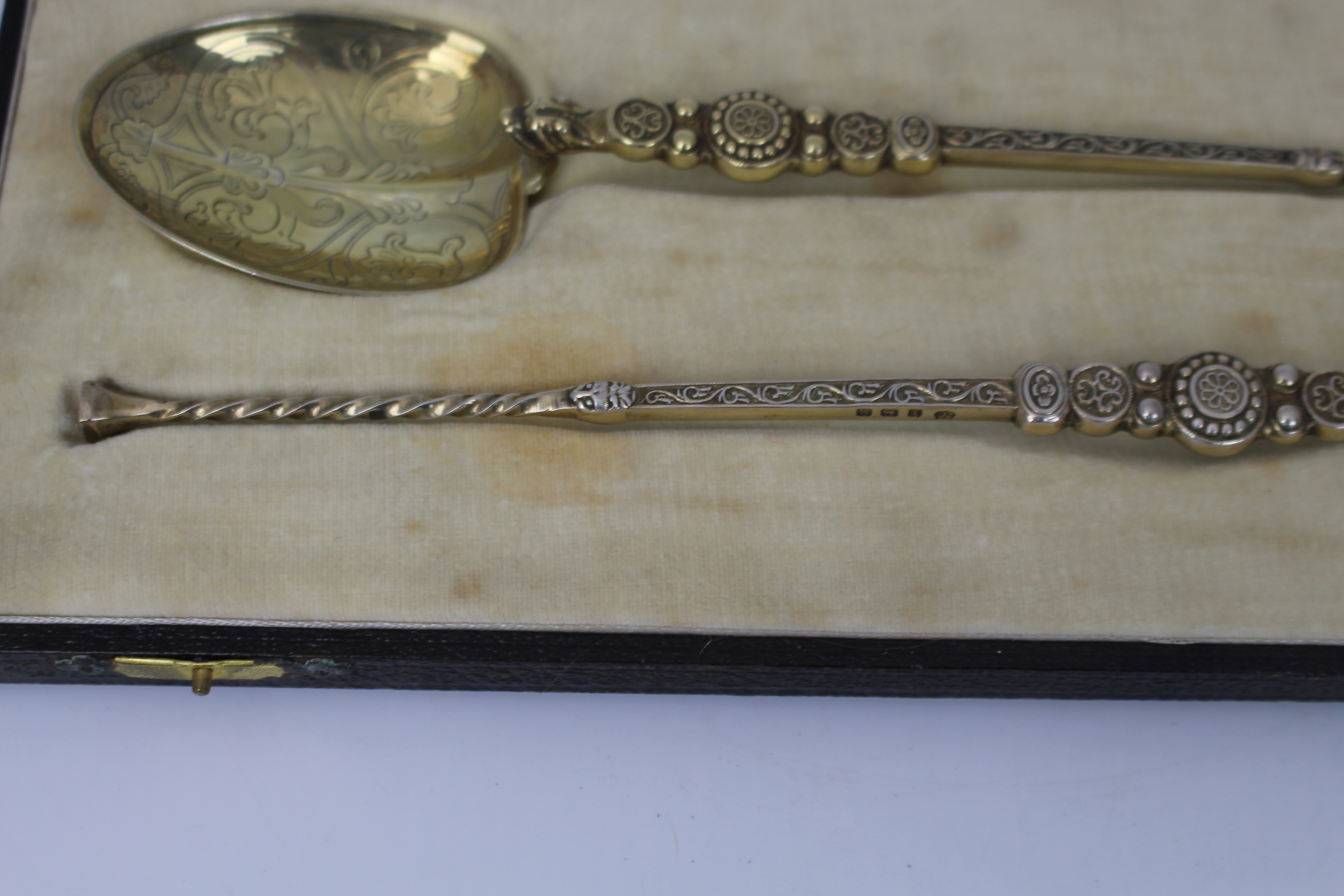 Pair of Cased Silver Gilt Anointing Spoons – Birmingham, 1936