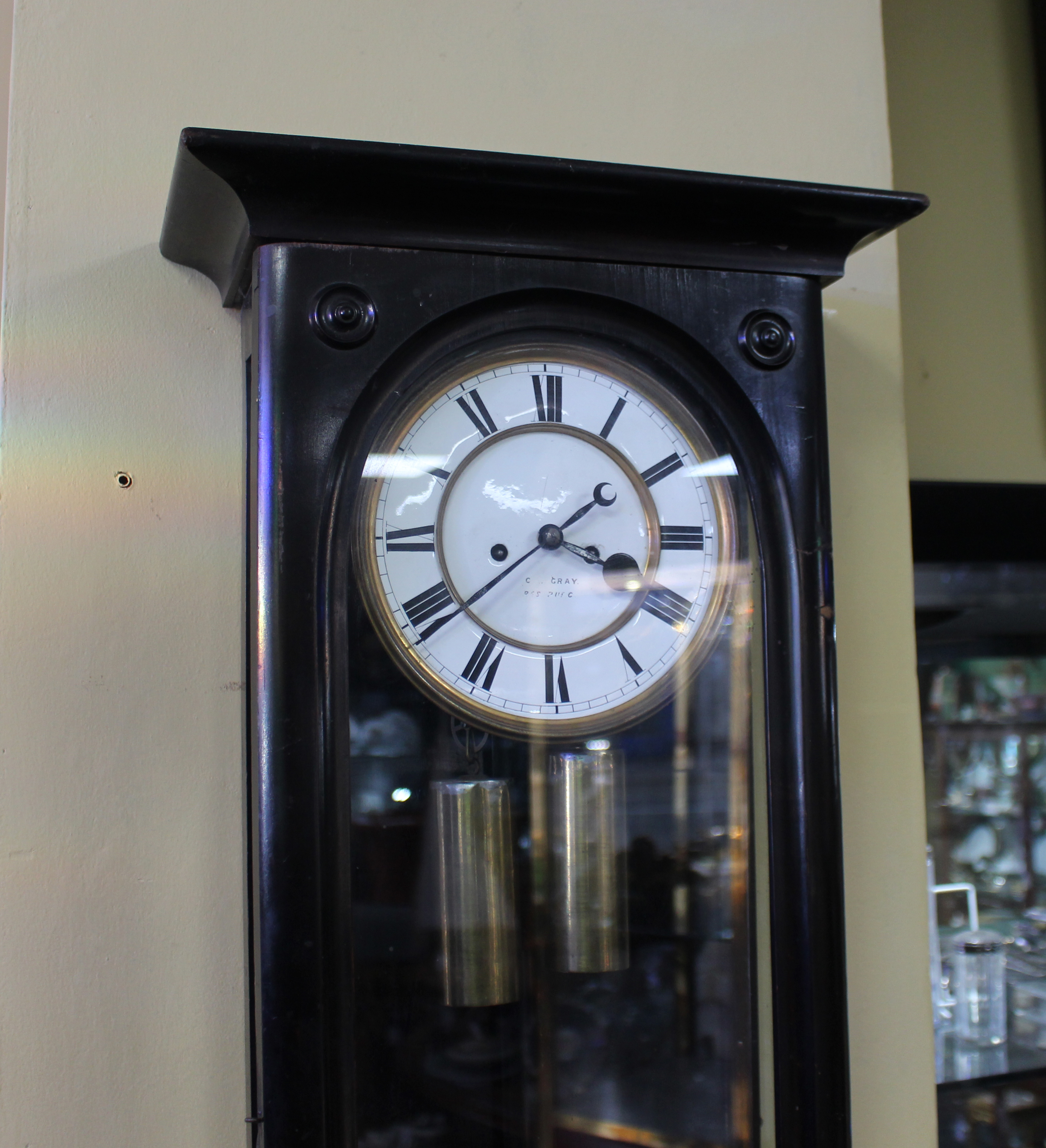 Late 19th c. Ebonized Vienna Wall Clock