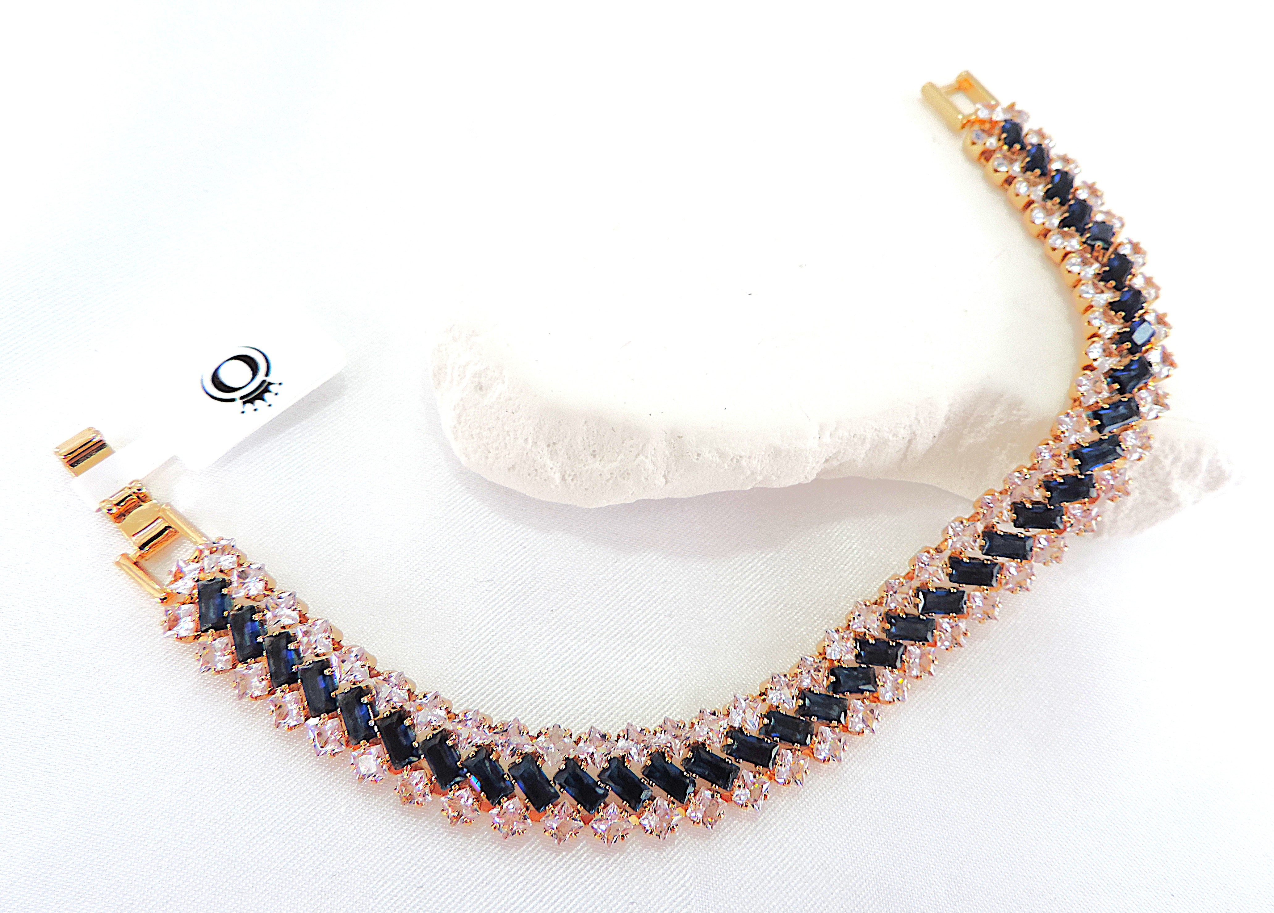 Orrevé Art Deco Style Blue & White Crystal Cocktail Bracelet 'New with Gift Box'